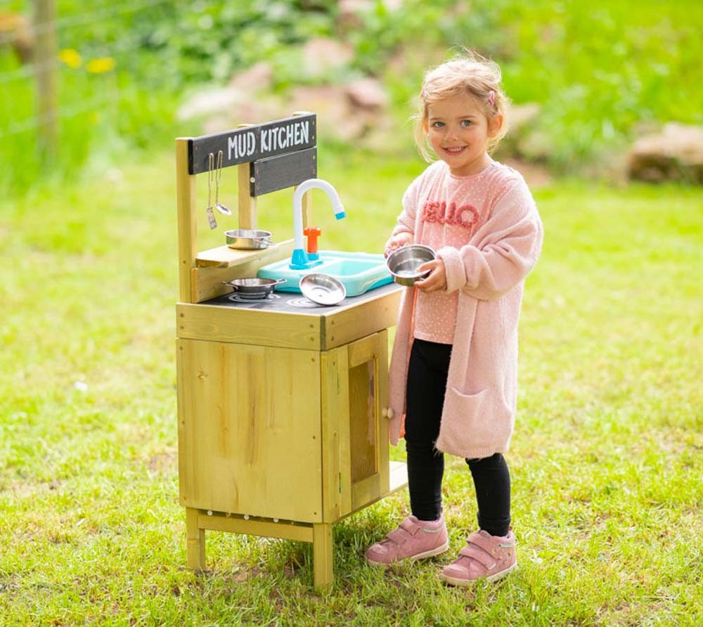 TP Toys Outdoor-Spielküche Matschküche Marienkäfer Holz, Geeignet ab 3 J., Integriertes Waschbecken, LxBxH 55x33x88cm