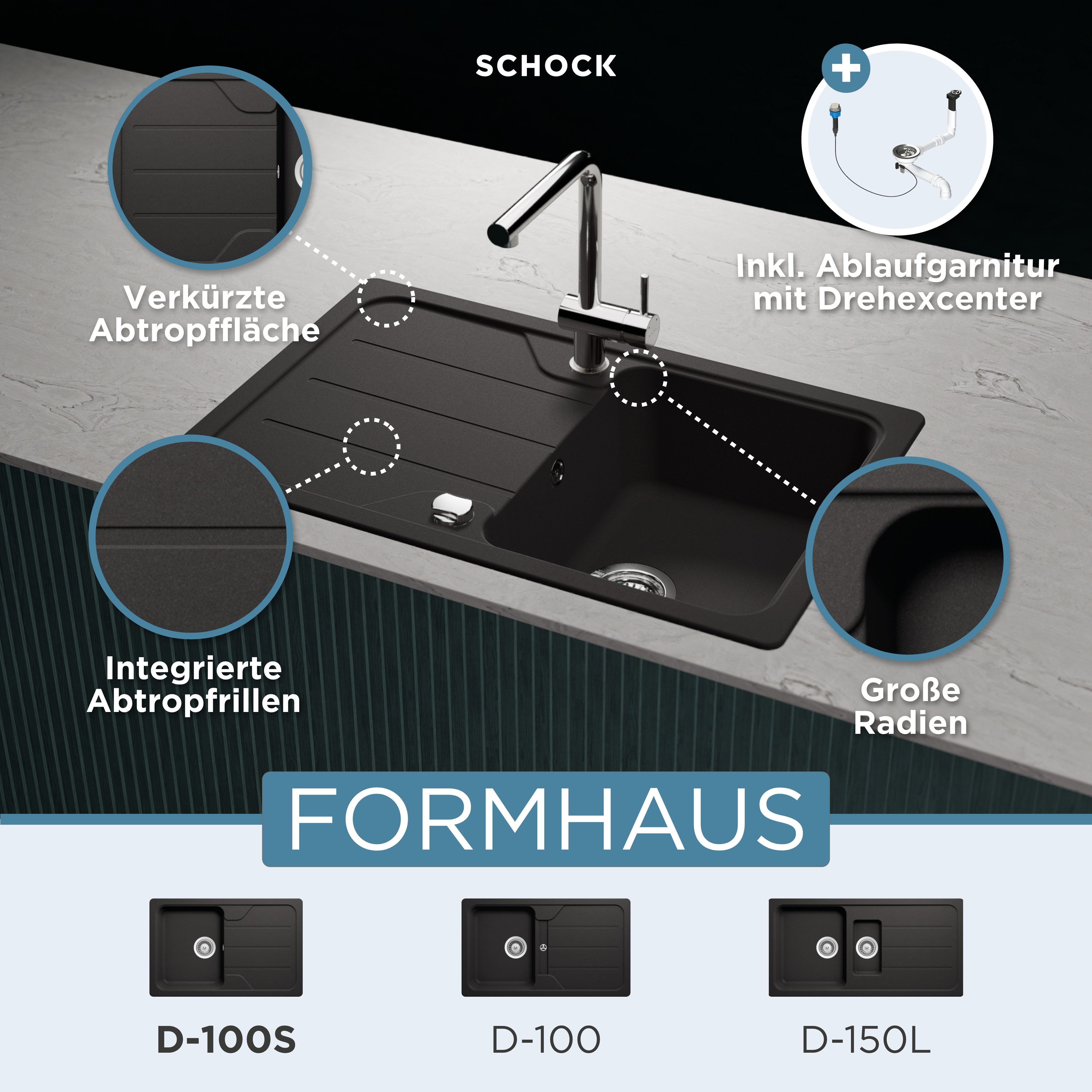Schock Granitspüle Formhaus Mini, rechteckig, 78/50 cm