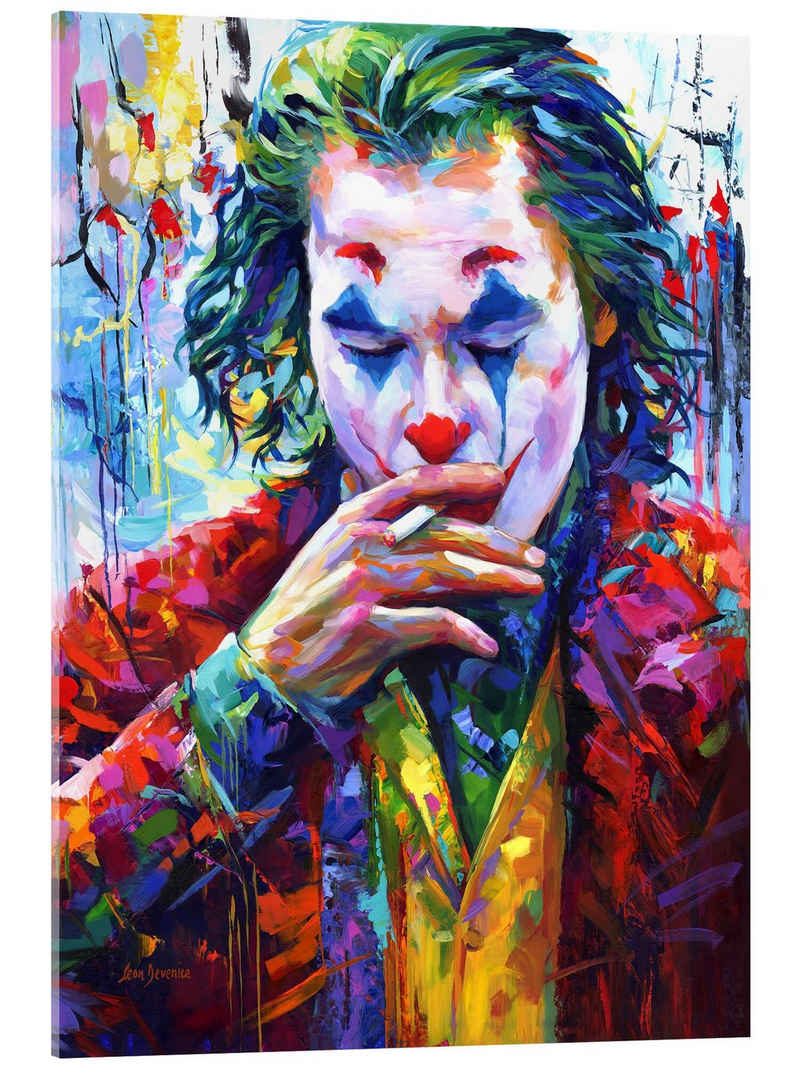 Posterlounge Acrylglasbild Leon Devenice, Smoking Joker Pop Art, Modern Malerei