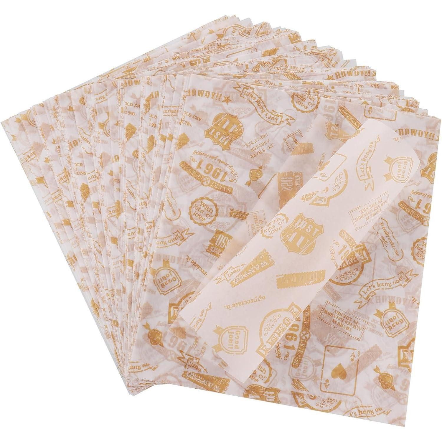 LuxusKollektion Backpapier Papierblätter Deli Backpapier Burger Wrap Pommes 100 25x21,5cm
