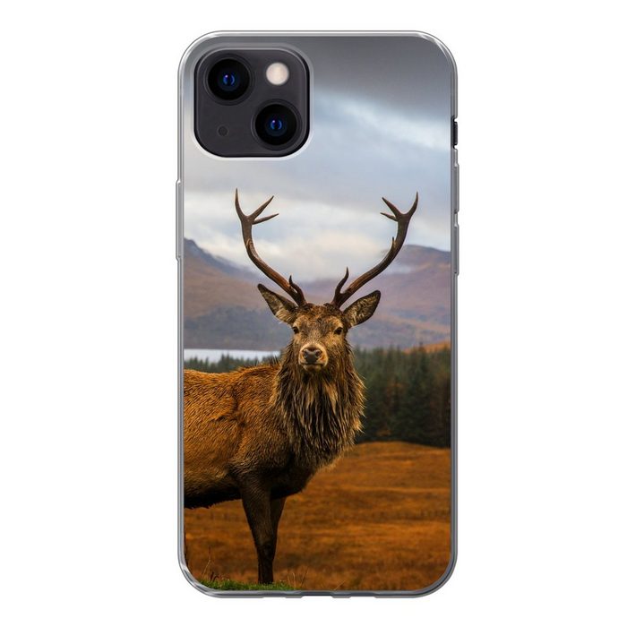 MuchoWow Handyhülle Hirsche - Berge - Wasser - Landschaft - Tiere - Bäume Handyhülle Apple iPhone 13 Mini Smartphone-Bumper Print Handy