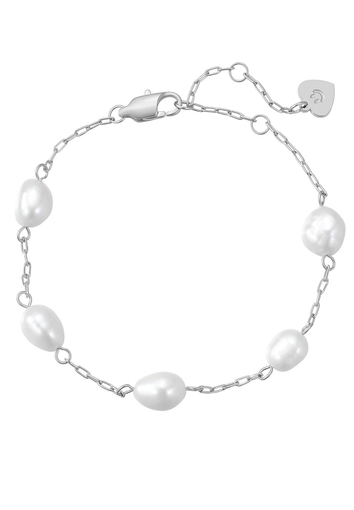 Hey Happiness Perlenarmband Süßwasserperle – Edelstahl Damen Armband wasserfest, verstellbarer Perlen-Schmuck vergoldet für Sommer & Alltag