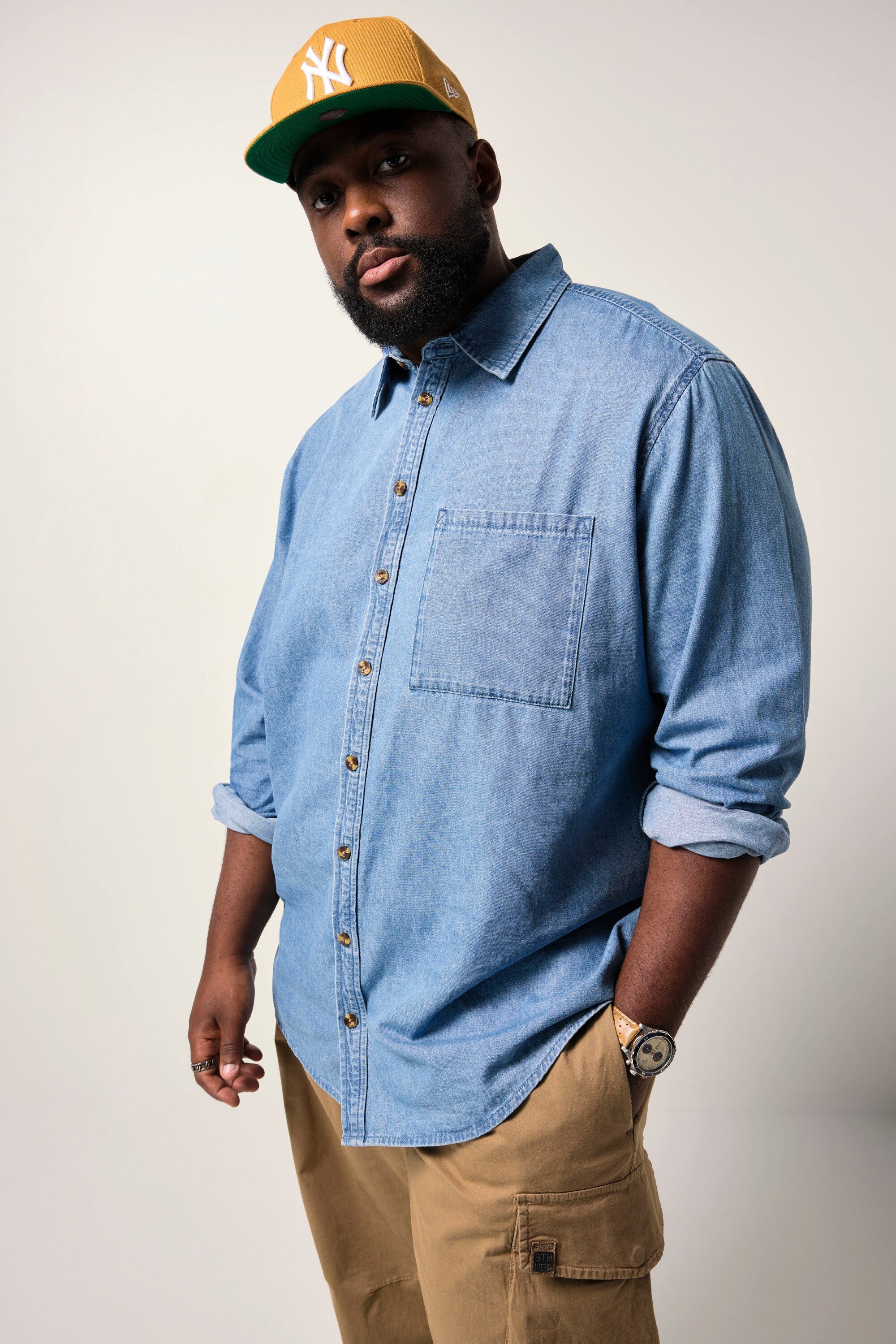 STHUGE Businesshemd STHUGE Jeanshemd Langarm Modern Fit bis 8 XL günstig online kaufen