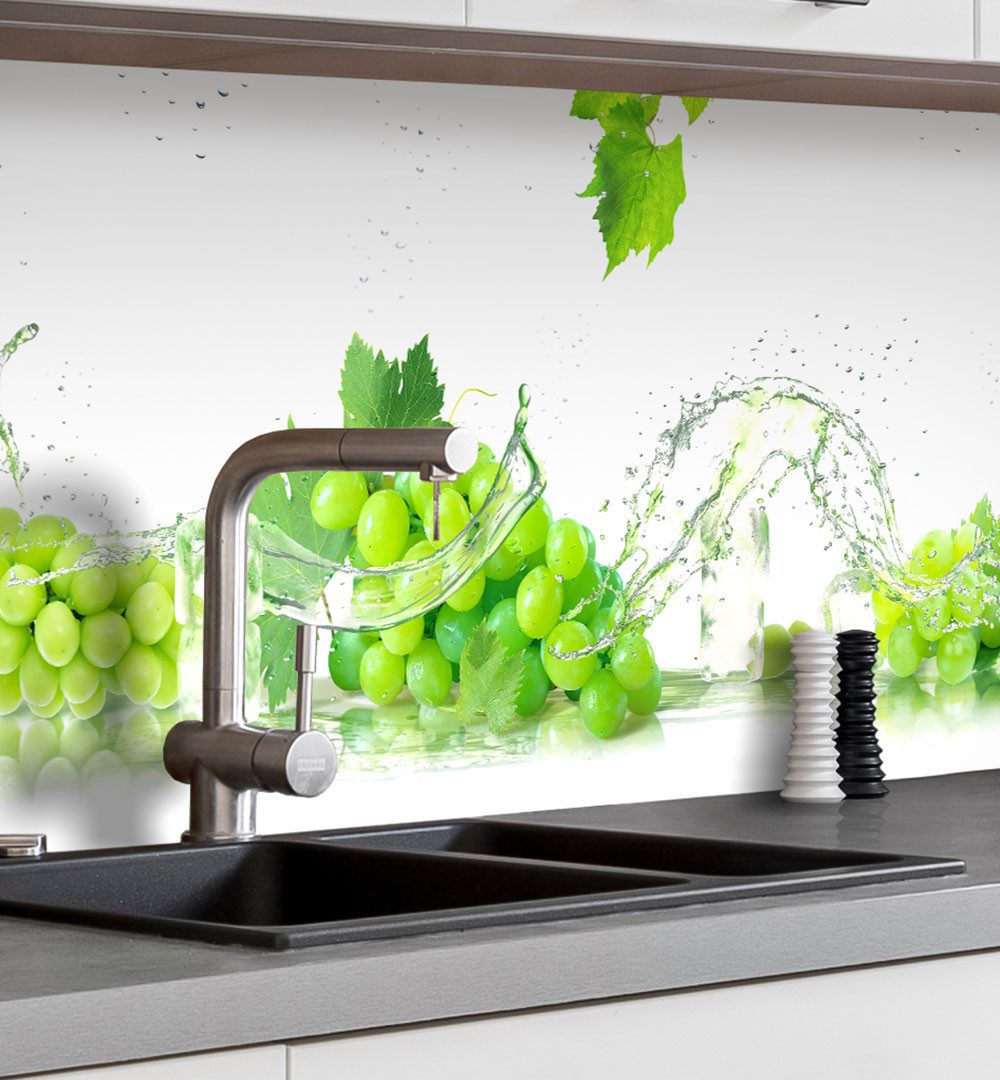 MyMaxxi Küchenrückwand Küchenrückwand selbstklebend Weiße Trauben Spritzschutz Folie, (Klebefolie passend geschnitten und gerollt B 60 cm x H 60 cm), Weiße Trauben B 60 cm x H 60 cm