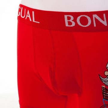 Bongual Boxershorts Santa Claus Motiv Retroshorts Weihnachtsunterhose Geschenkidee (6er-Pack) mit Logo-Elastikbund