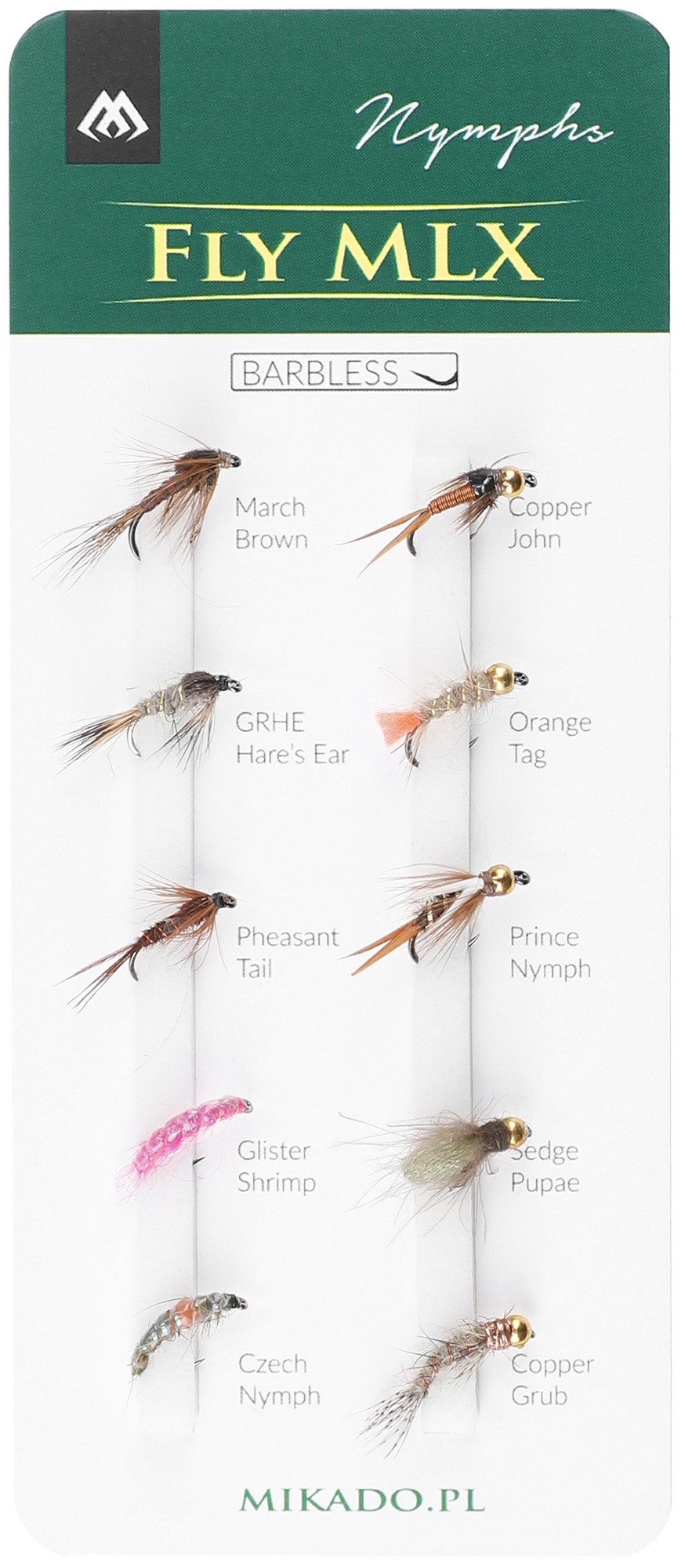 Fliegenhaken Künstliche Fliegen SET NYMPHS - BARBLESS - Nymphen - Haken - Fischen