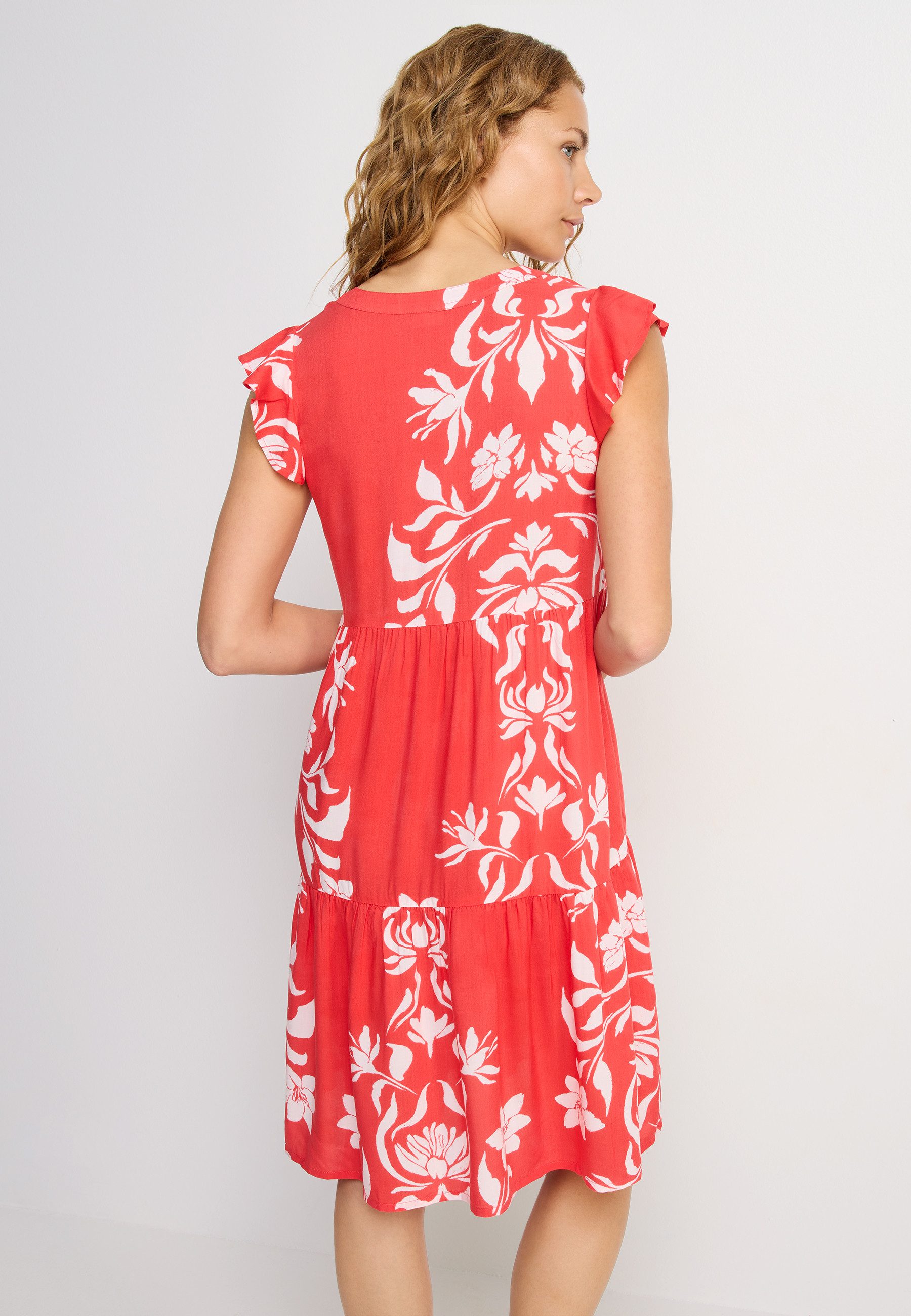 LASCANA Sommerkleid mit Blumenprint und süßen Flügelärmeln, Sommerkleid, Strandkleid – Bild 3 von 5