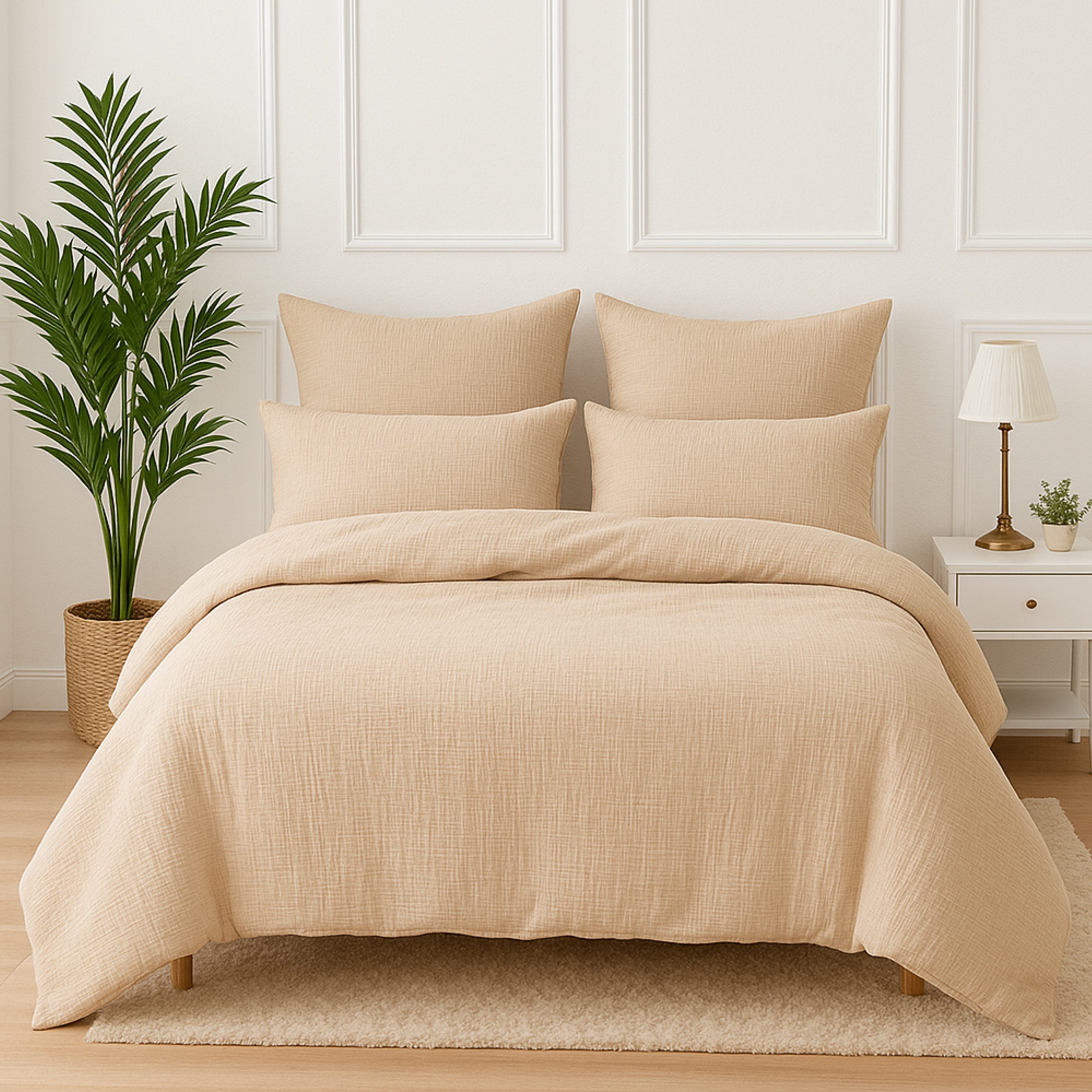 Wolkenfeld Bettwäsche Wolkenfeld Premium Musselin mit Reißverschluss, Musselin, 2 teilig, aus 100% Baumwolle – Atmungsaktiv & Weich – inkl. Kissenbezug 80x80