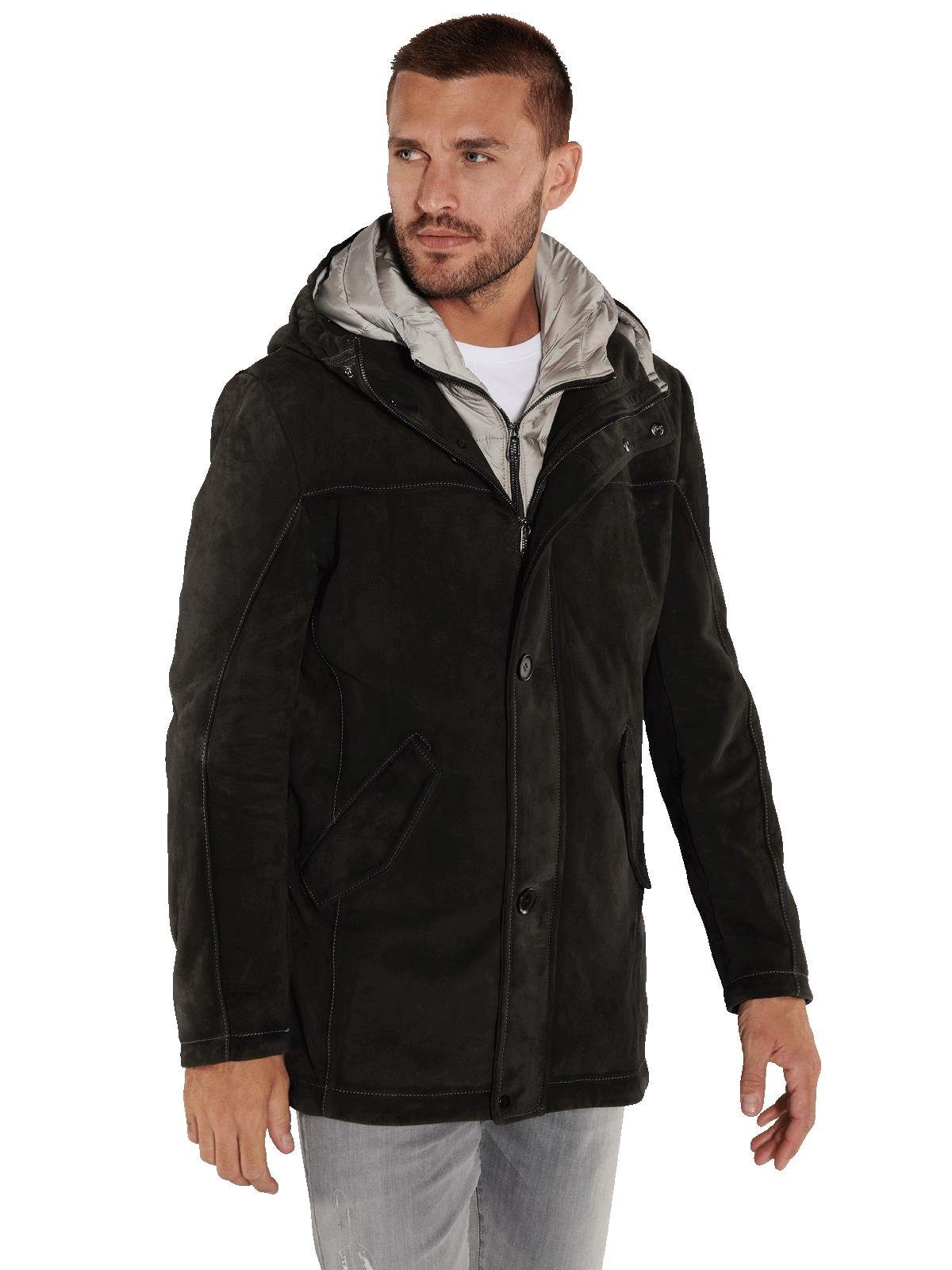 emilio adani Lederjacke emilio adani Herren Lederparka, Schwarzbraun