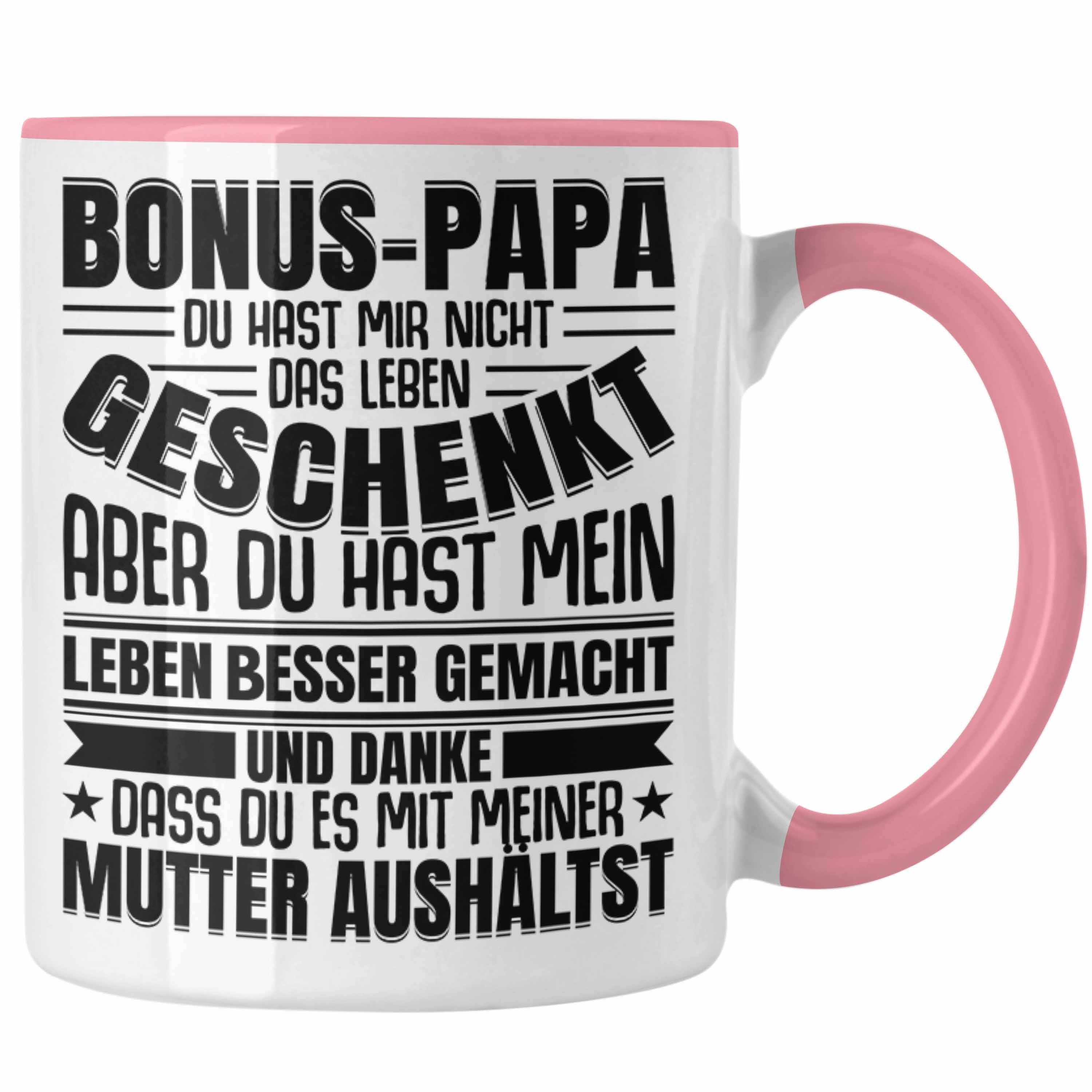 Trendation Spruch - Lustiger Trendation Stiefvater Geschenk Rosa Tasse Tasse Vatertag Stiefpapa Bonus Geschenkidee