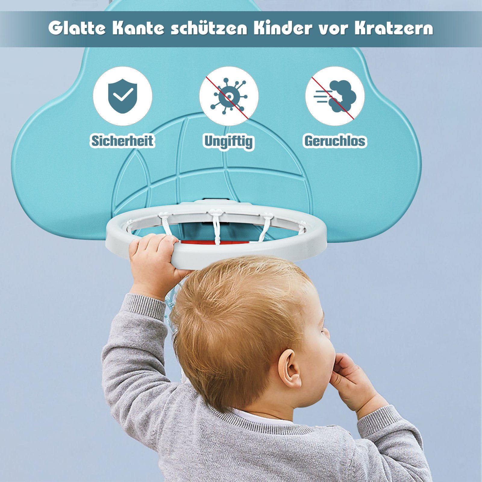 COSTWAY Basketballkorb 3 in 1, höhenverstellbar mit Bälle