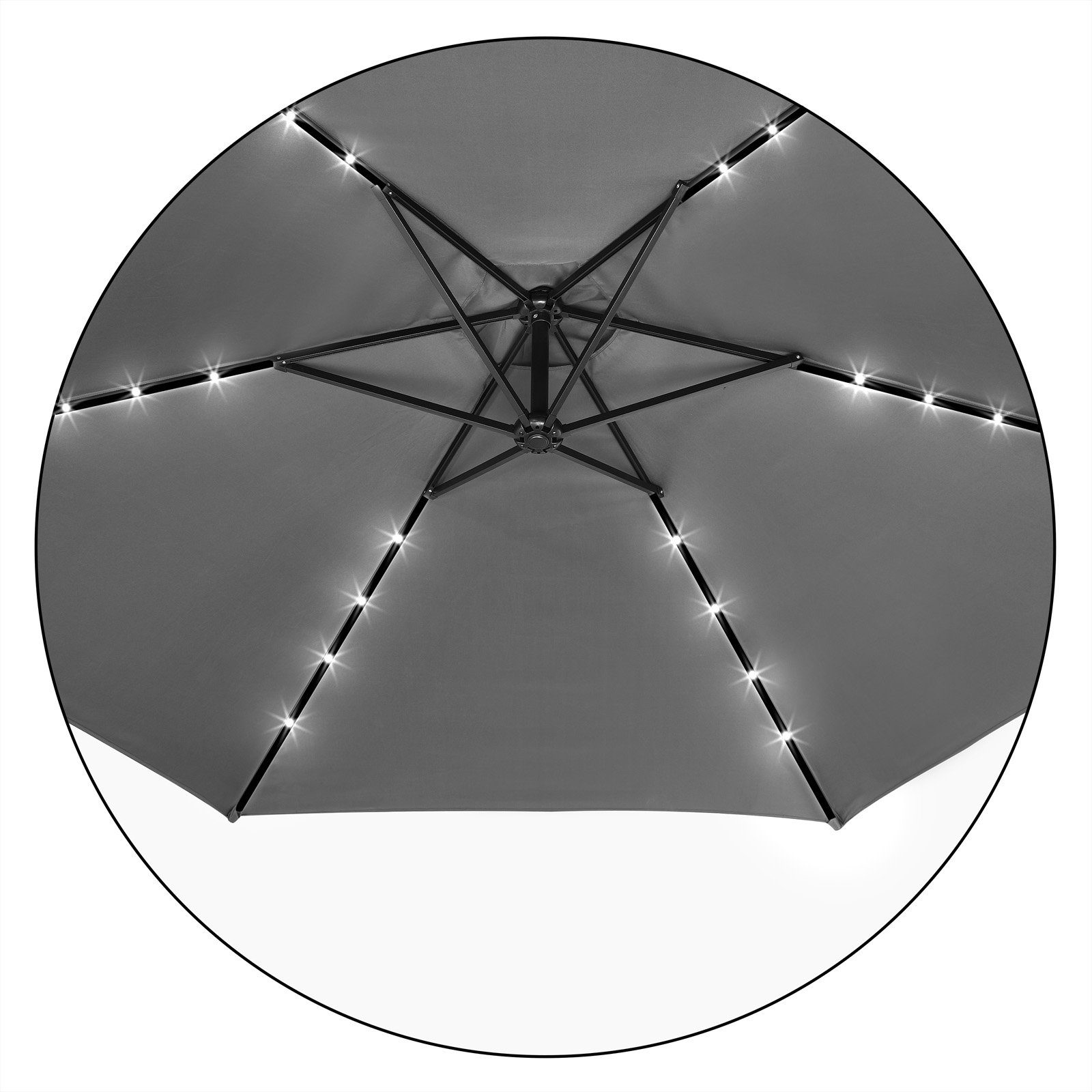 Kingsleeve Ampelschirm, LED Beleuchtung Solarbetrieben Neigbar Wasserabweisend