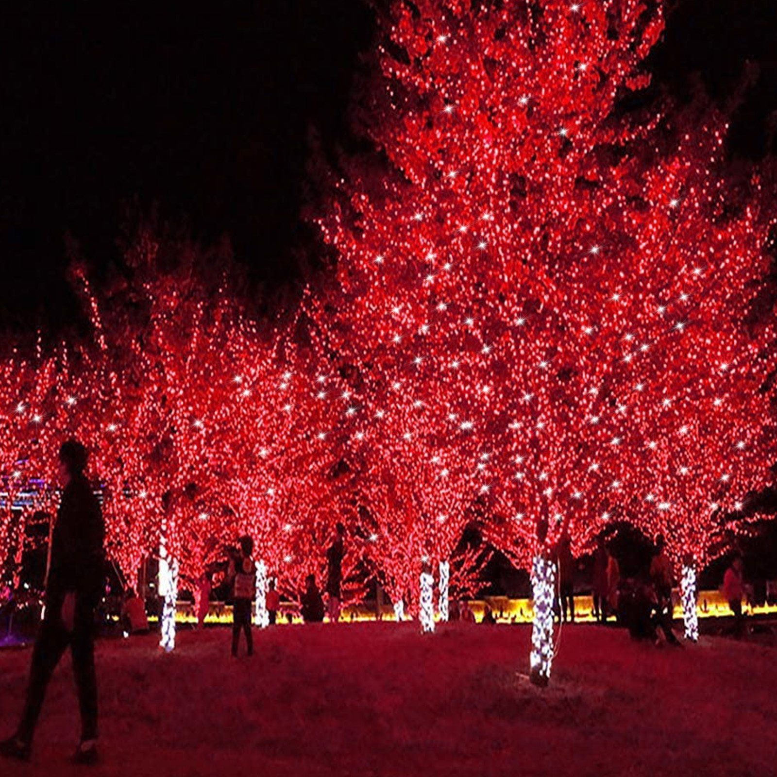 LED-Baummantel Außen Innen Lichterkette Garten Party Baum, LED 3M-Verlängerungskabel 20m Weihnachten 156-flammig, Rot Rosnek mit for