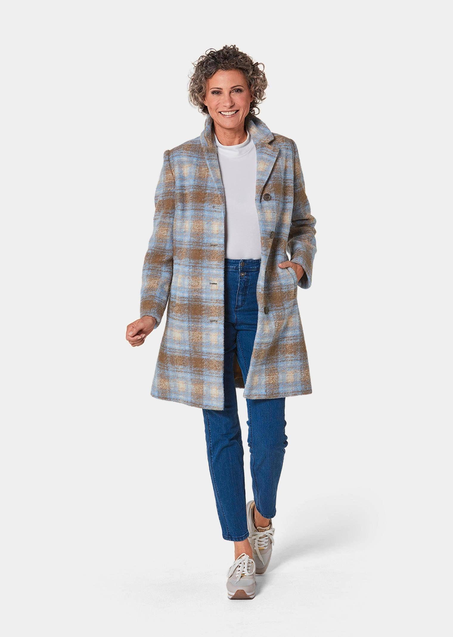 GOLDNER Kurzmantel Karo-Wollmantel Moderne Farbgebung günstig online kaufen