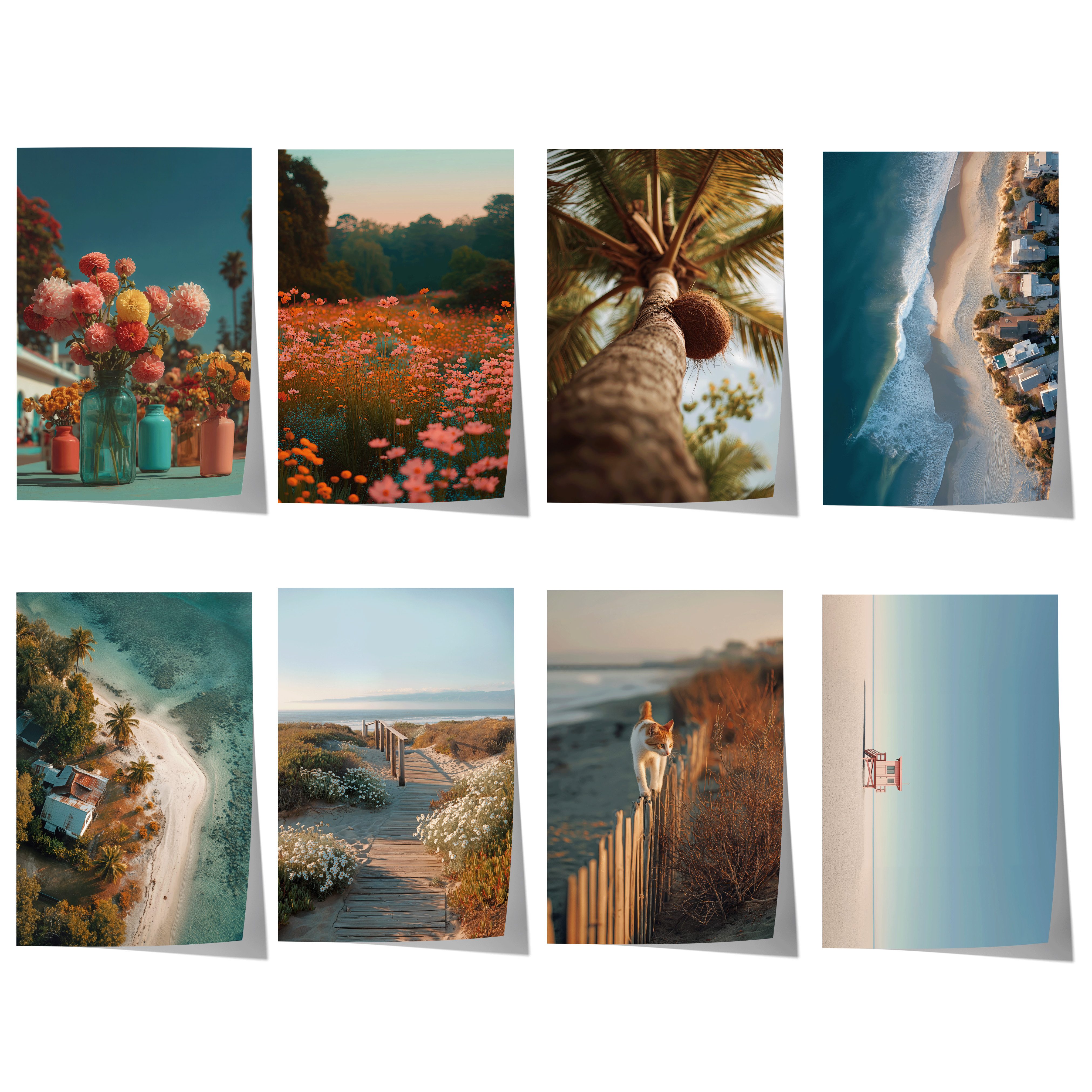 JUSTGOODMOOD Poster Tropen Geschenkidee Palmen Blumen Strandlandschaften Dekoprint ohne Ra, B (1 St)