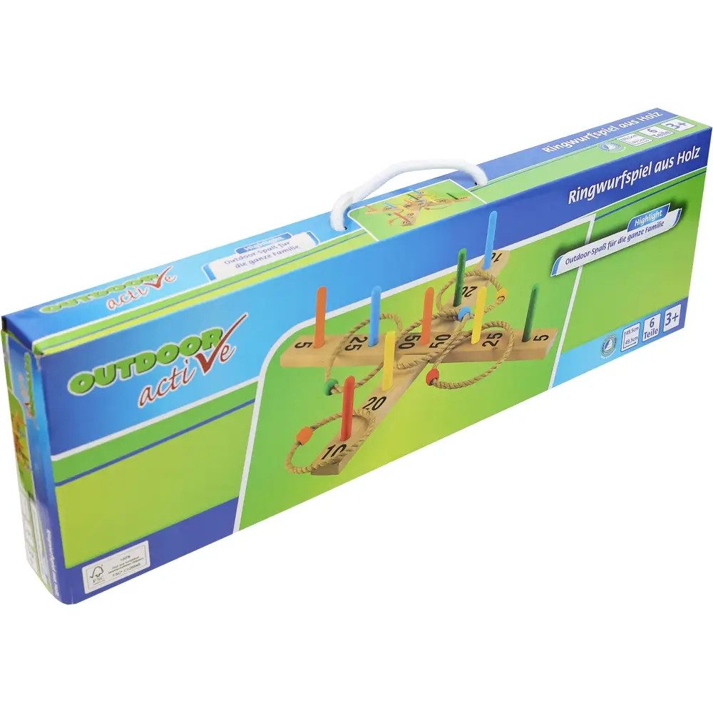 Spiel Outdoor active Ringwurfspiel aus Holz mit 9 Stäben