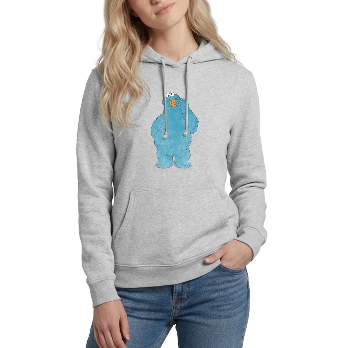 Spreadshirt Hoodie Sesamstraße Krümelmonster Naschen Damen Hoodie (1-tlg)
