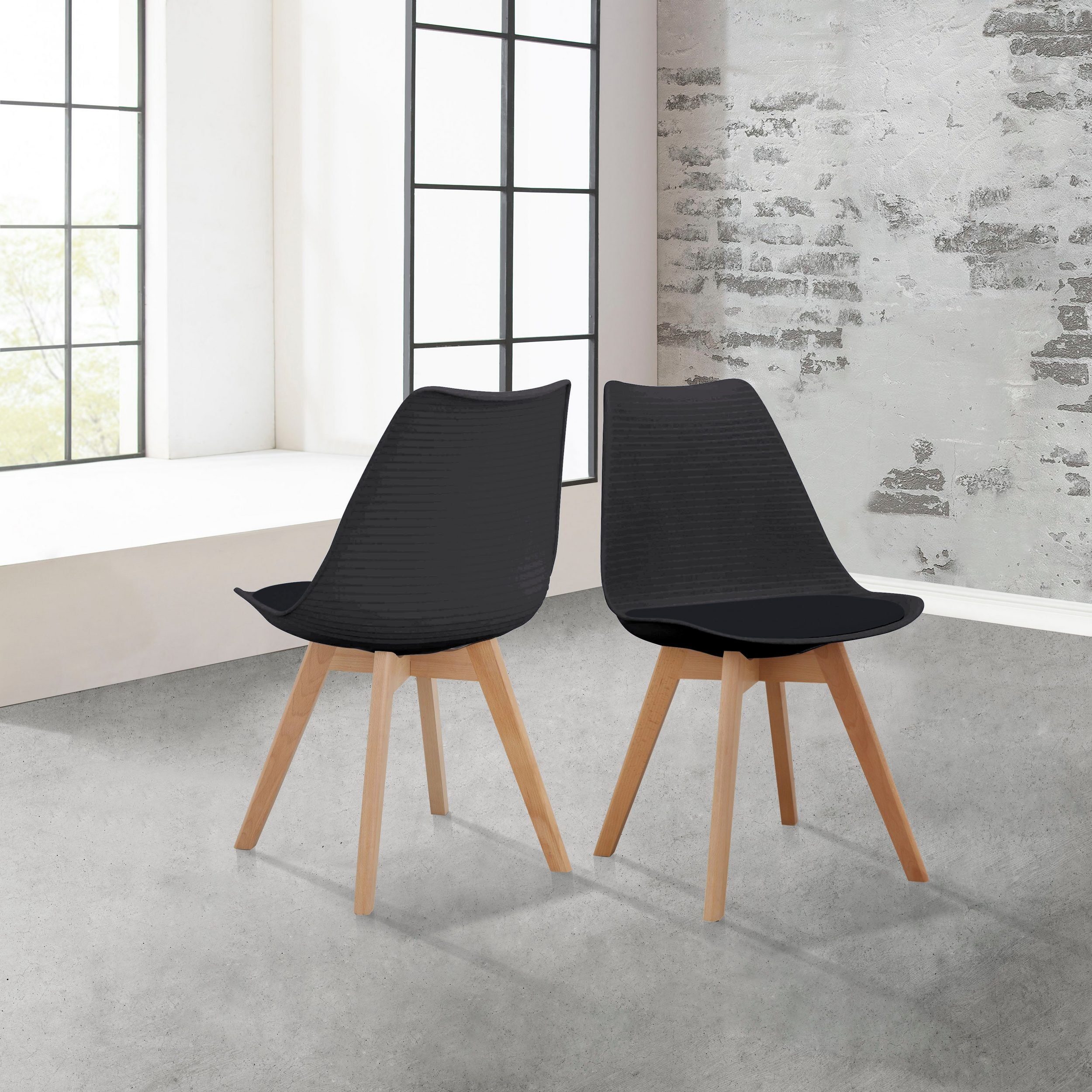 loft24 Esszimmerstuhl Amalie (Set, 2 St), Schalenstuhl mit Sitzkissen, Stuhl, modern