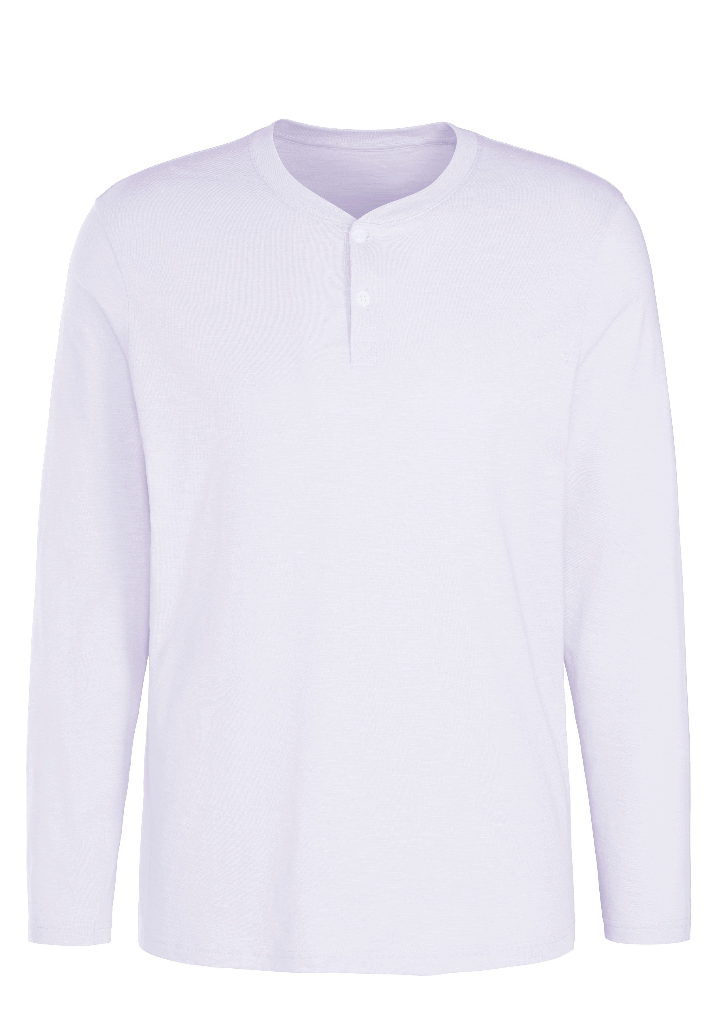 H.I.S Langarmshirt - Henleyshirt langarm Langarm, Shirt mit Knopfleiste aus strukturierter Baumwoll-Qualität