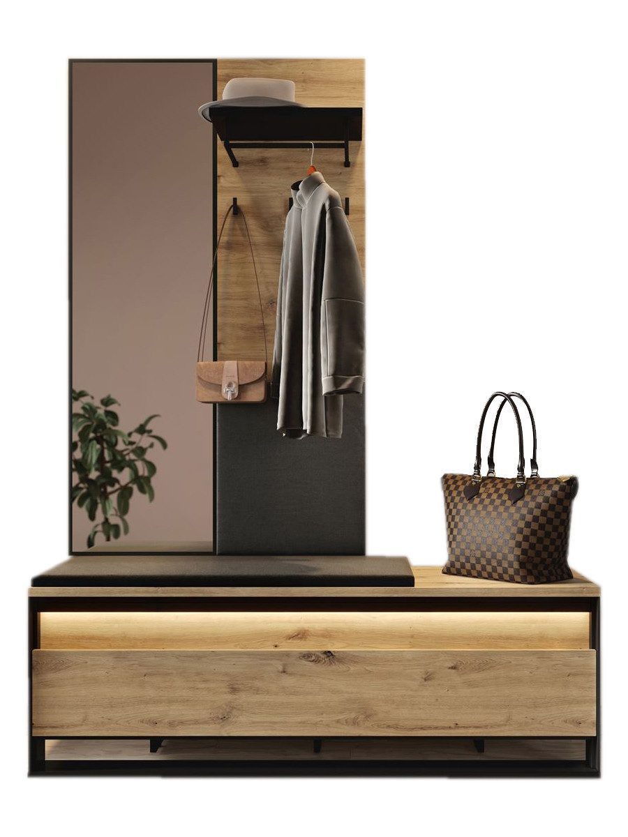 Compleo Garderoben-Set LIMA mit Spiegel und Kleiderbügeln, Schuhregal für d günstig online kaufen