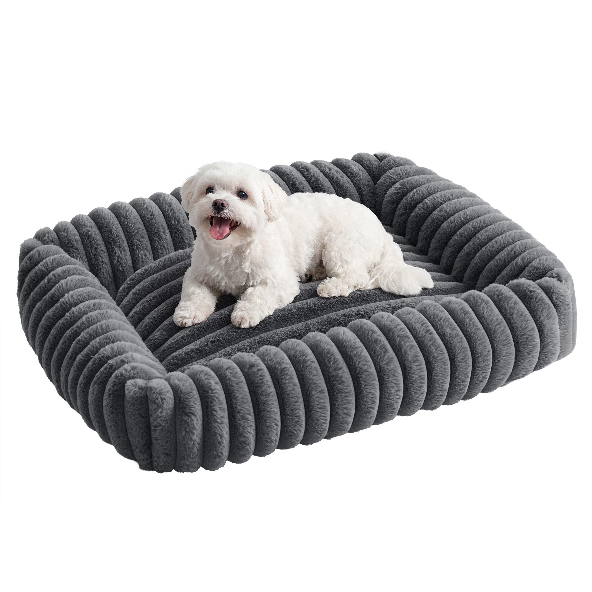 FEANDREA Hundebett orthopädisches Hundekörbchen, flauschige Hundematte, mittelgroßes, waschbar, weiche Polsterung, 71 x 55 x 18 cm