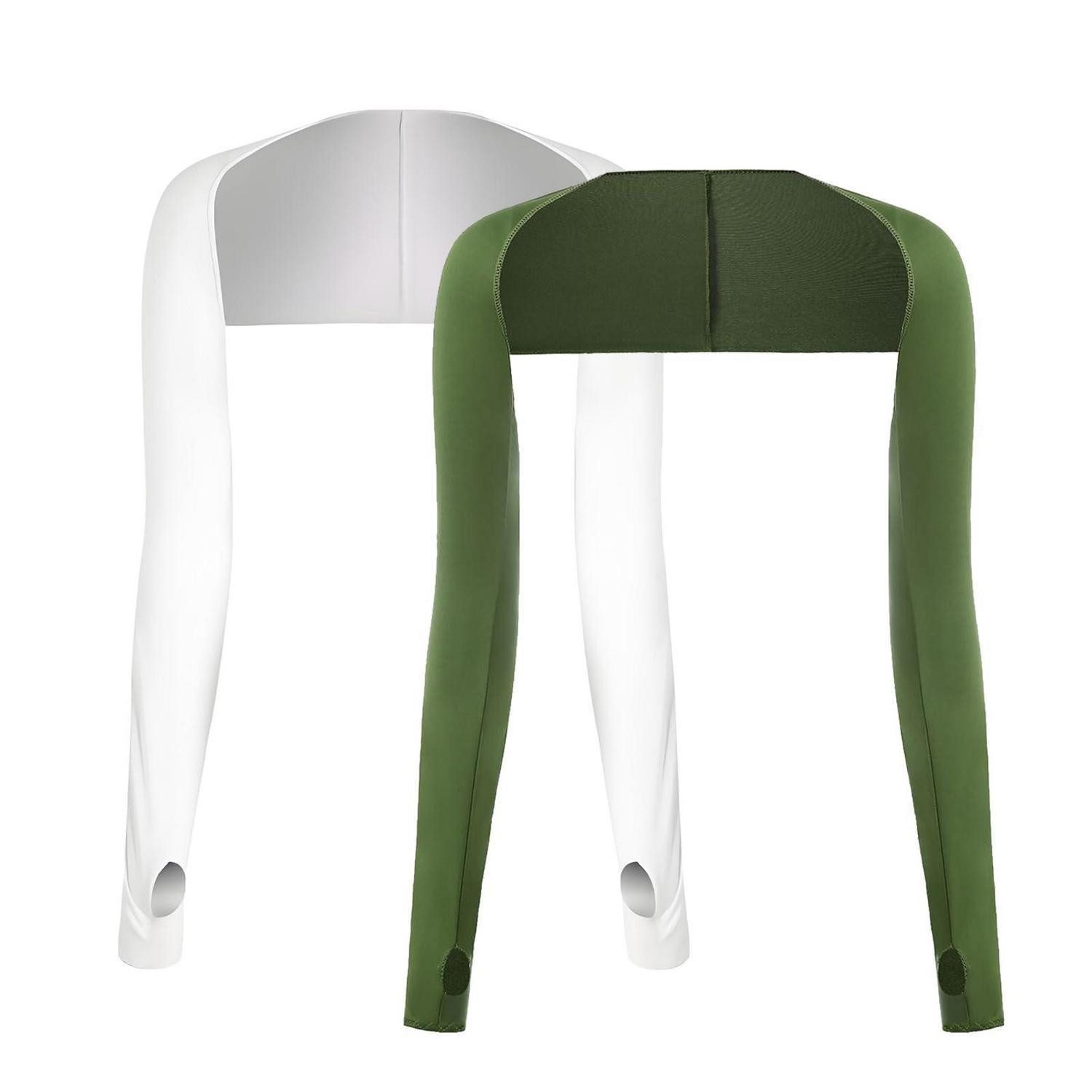LuxusKollektion Armlinge Kühlschal Armärmel Damen/Herren Fischgrün/Weiss UV-Schutz