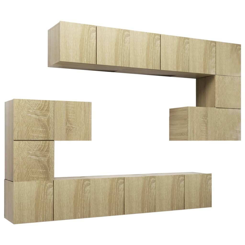 10-tlg. TV-Schrank-Set Holzwerkstoff furnicato Sonoma-Eiche TV-Schrank