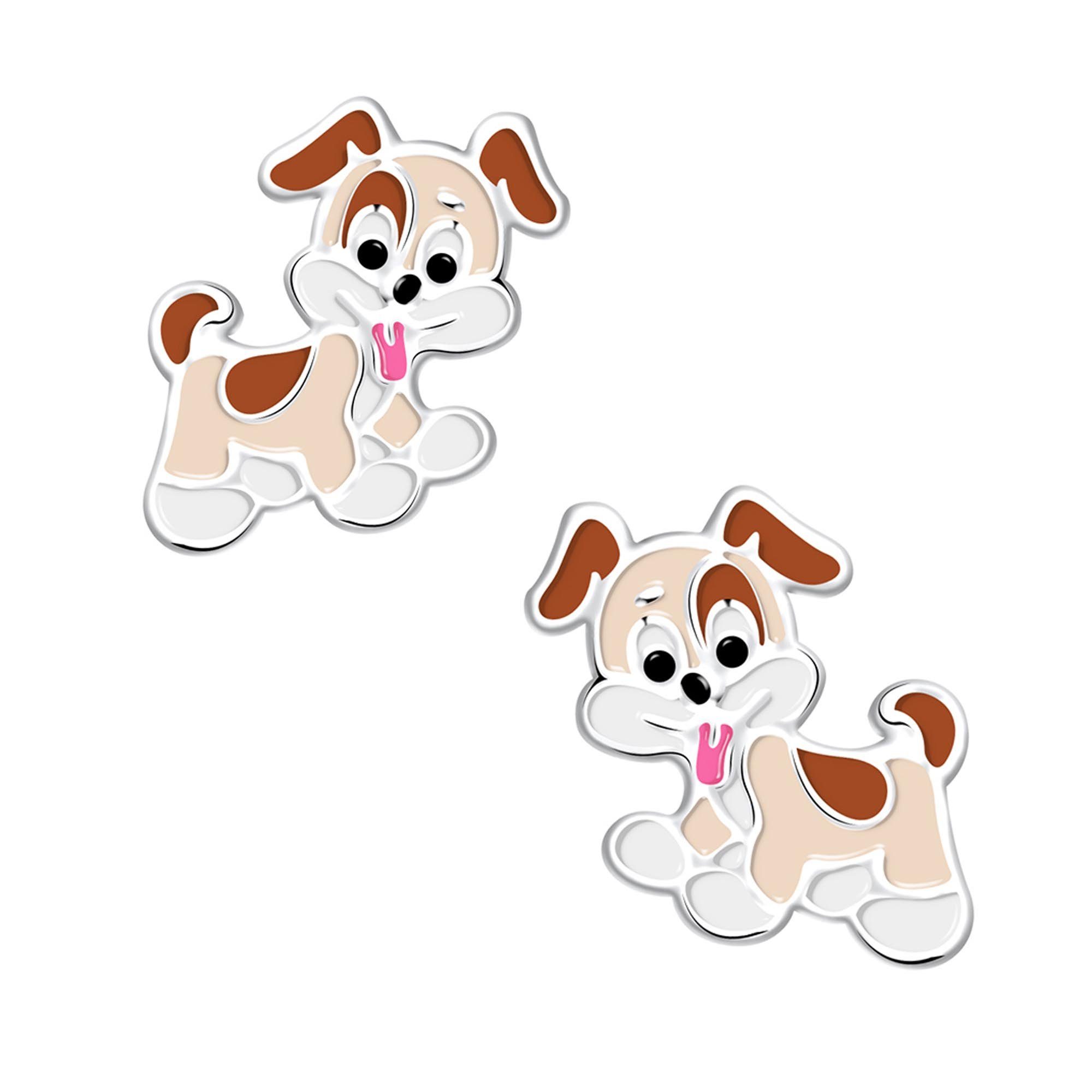 schmuck23 Paar Ohrstecker Kinder Ohrringe Hund 925 Silber Mädchen Ohrstecker, Mädchen Kinderschmuck echte Silberohrringe