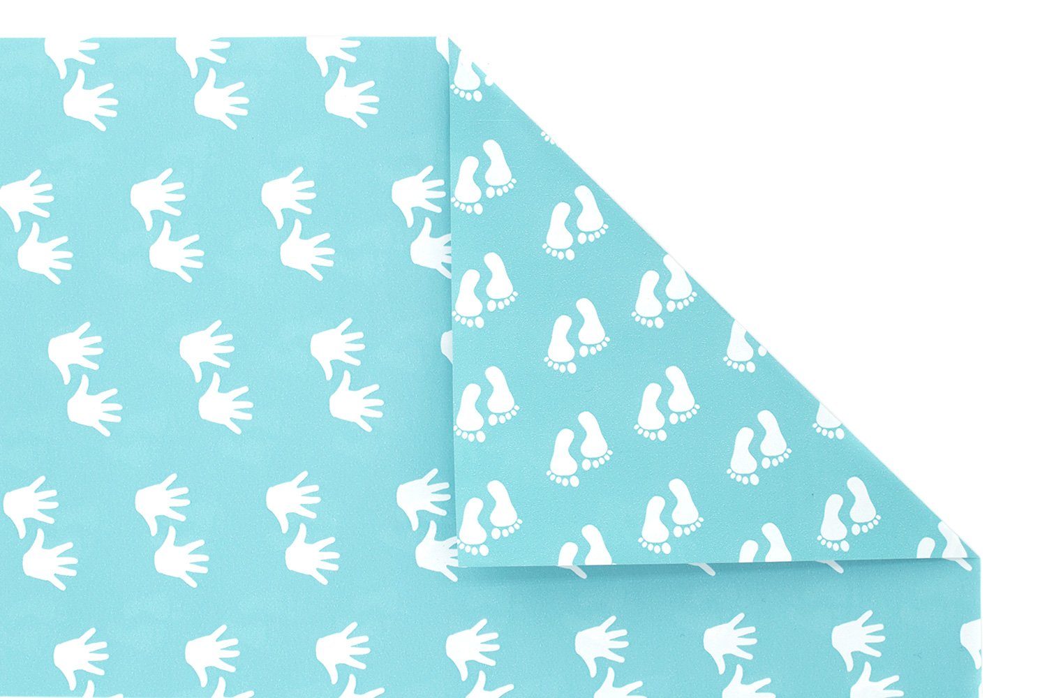 Star Упаковочная бумага, Упаковочная бумага Baby Füße / Hände beidseitig 70cm x 2m Rolle hellblau