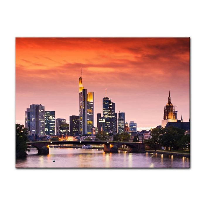 Bilderdepot24 Leinwandbild Frankfurt Skyline - Deutschland bei Nacht - Deutschland Städte