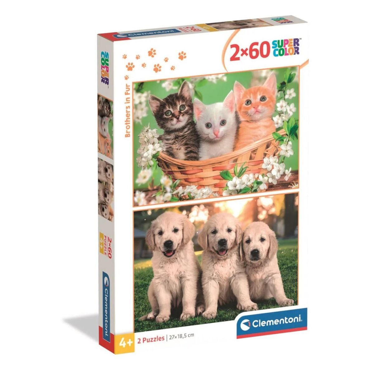 Clementoni® Lernspielzeug Tiere Brothers in Fur 2x60-teiliges Puzzle Clementoni