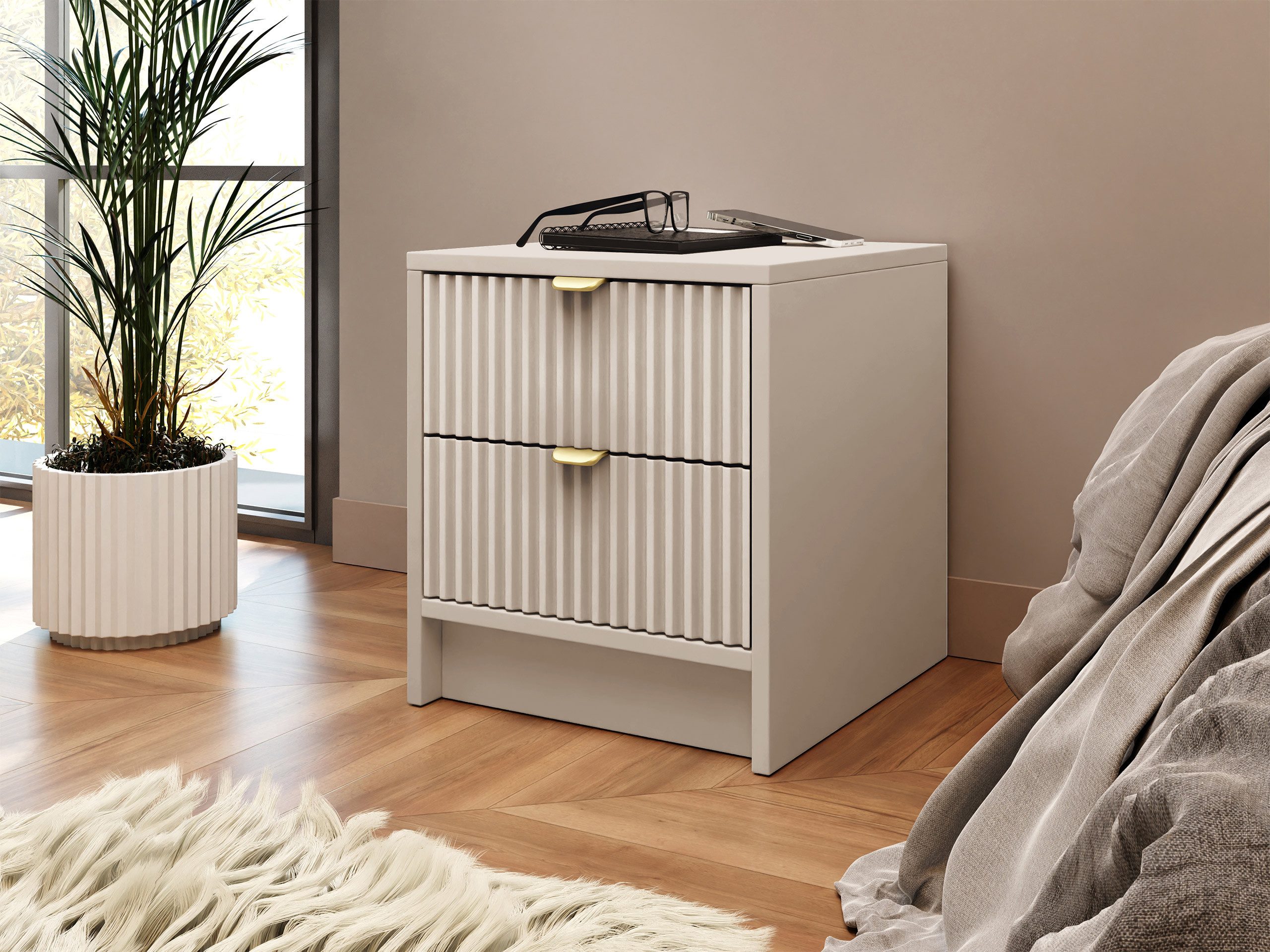 MIRJAN24 Nachttisch Tireno 2SZ (mit zwei Schubladen), Aluminiumgriff in der günstig online kaufen
