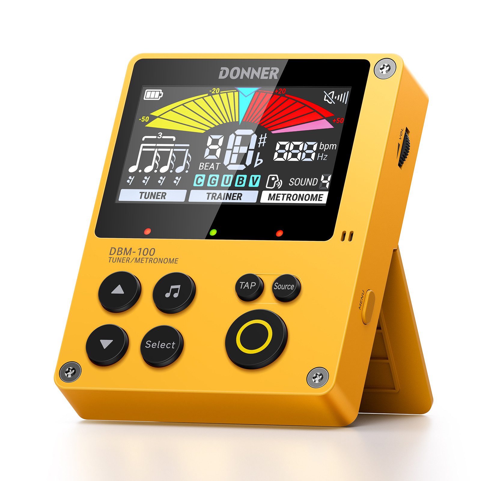 Donner Metronom Tuner Metronom LCD-Bildschirm Taschenformat für Gitarre, Bass, Ukulele, Kompakt, leicht, Lautstärkeregler, Kopfhöreranschluss, LCD-Display