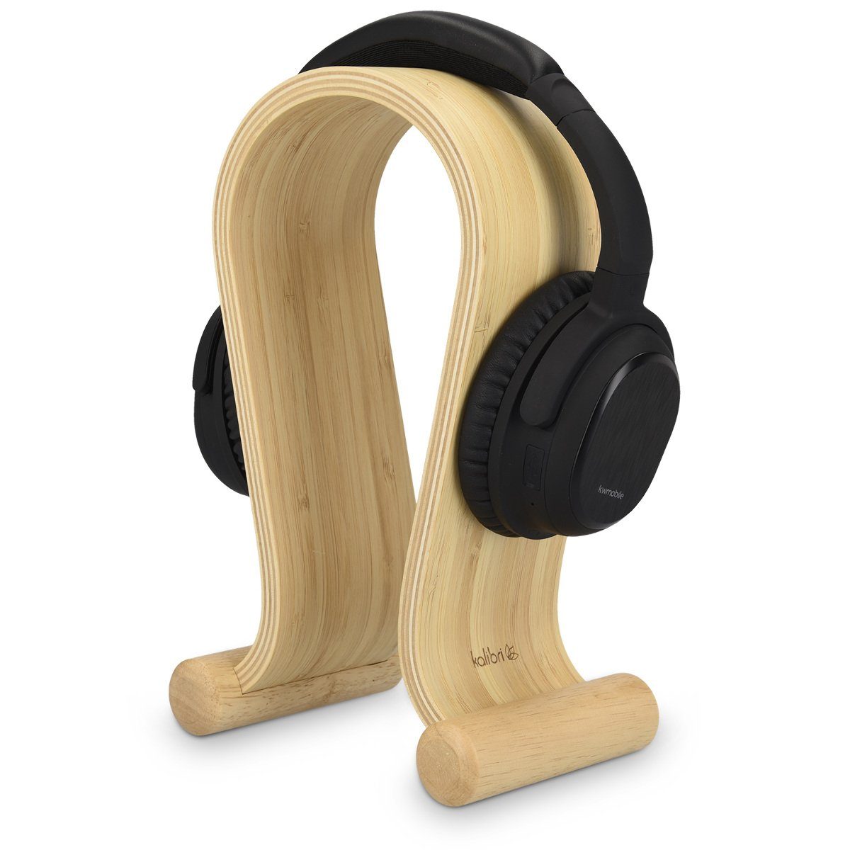 Standfuß Universal Kopfhörerständer aus Bambus Holz - Headset Halterung