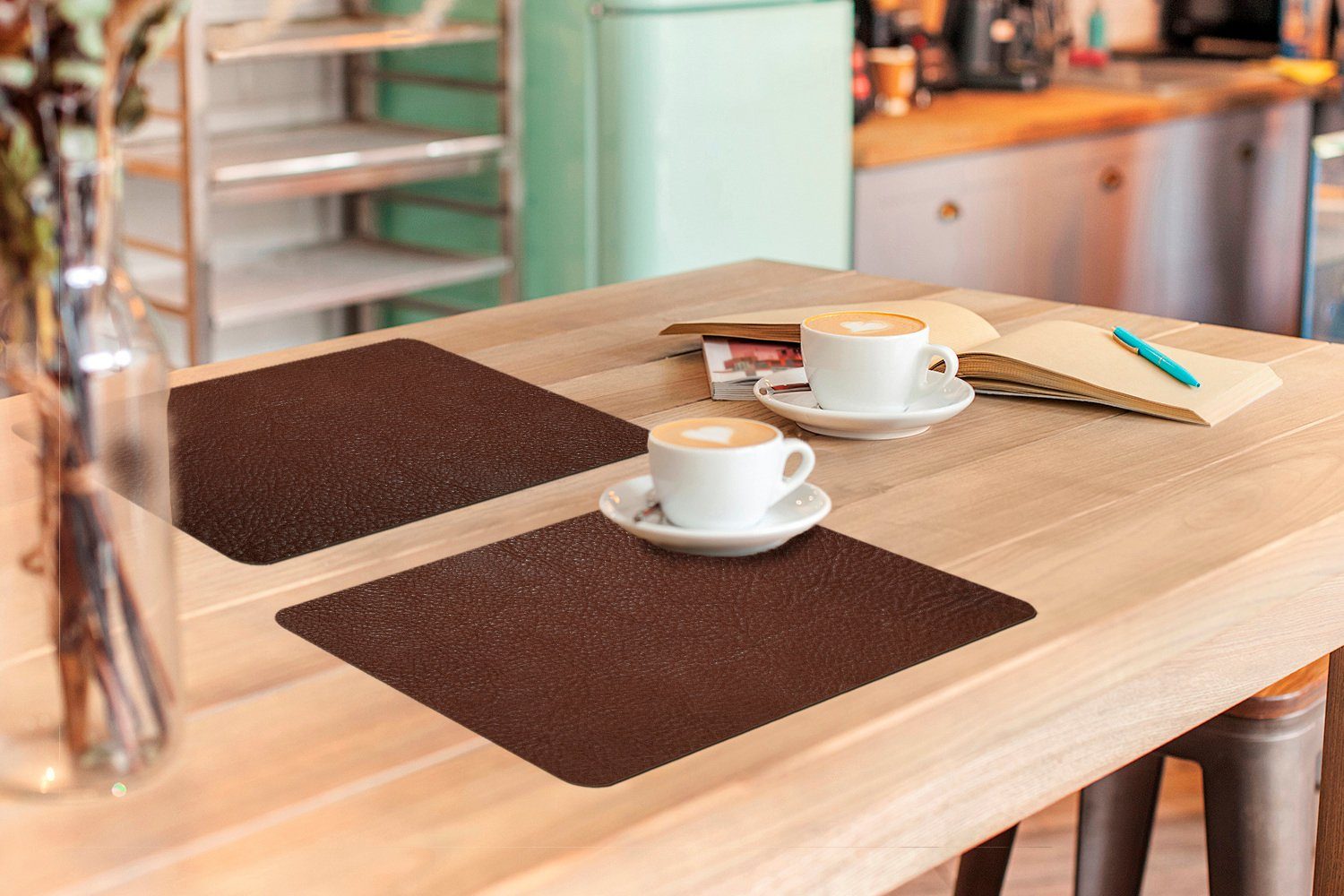 MuchoWow Platzset Leder - Braun - Textur - Design