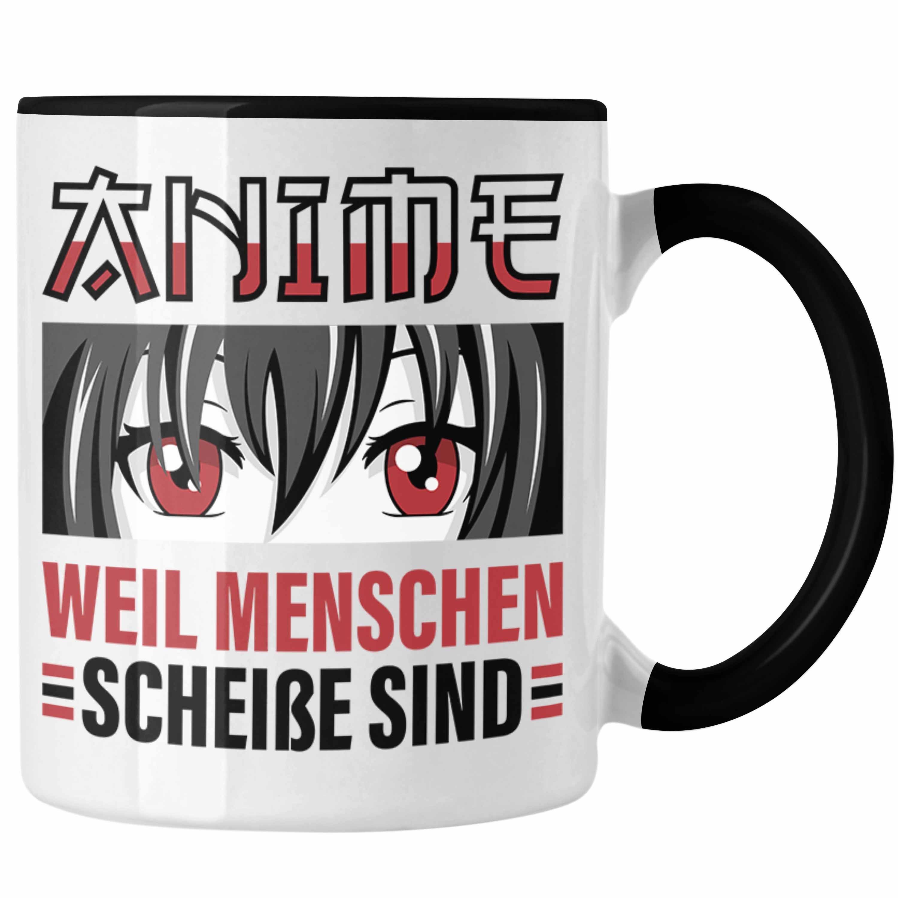 Trendation Tasse TRENDATION Anime Tasse Geschenk Spruch Kaffeetasse Schwarz