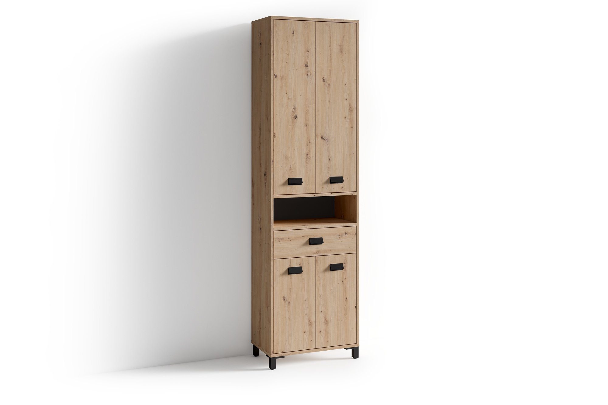 möbelando Hochschrank WELLNESS (BxHxT: 54x193x31 cm) in Eiche/Artisan mit  einer Schublade und 4 Türen