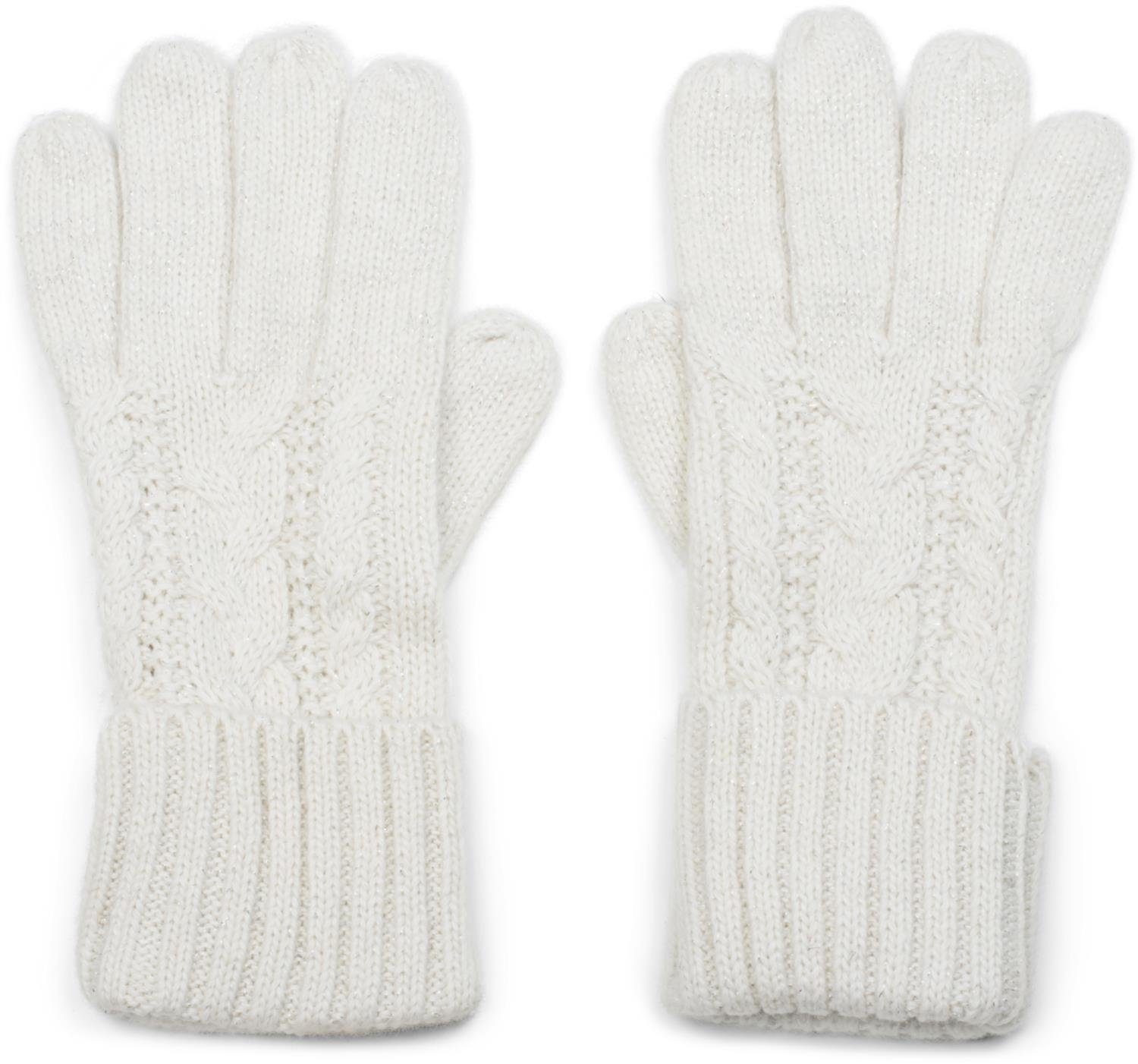 styleBREAKER Strickhandschuhe Strick Handschuhe mit Zopfmuster und Metallic Faden (1-St)