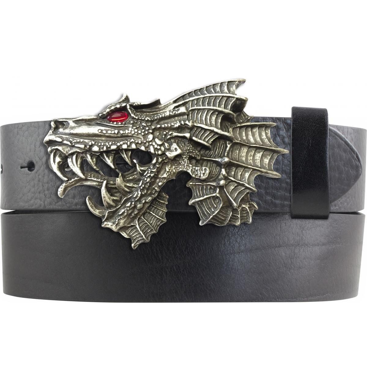 BELTINGER Ledergürtel Gürtel aus Vollrindleder mit Drachenkopf-Schließe 4,0 cm - Ledergürtel (1-St)
