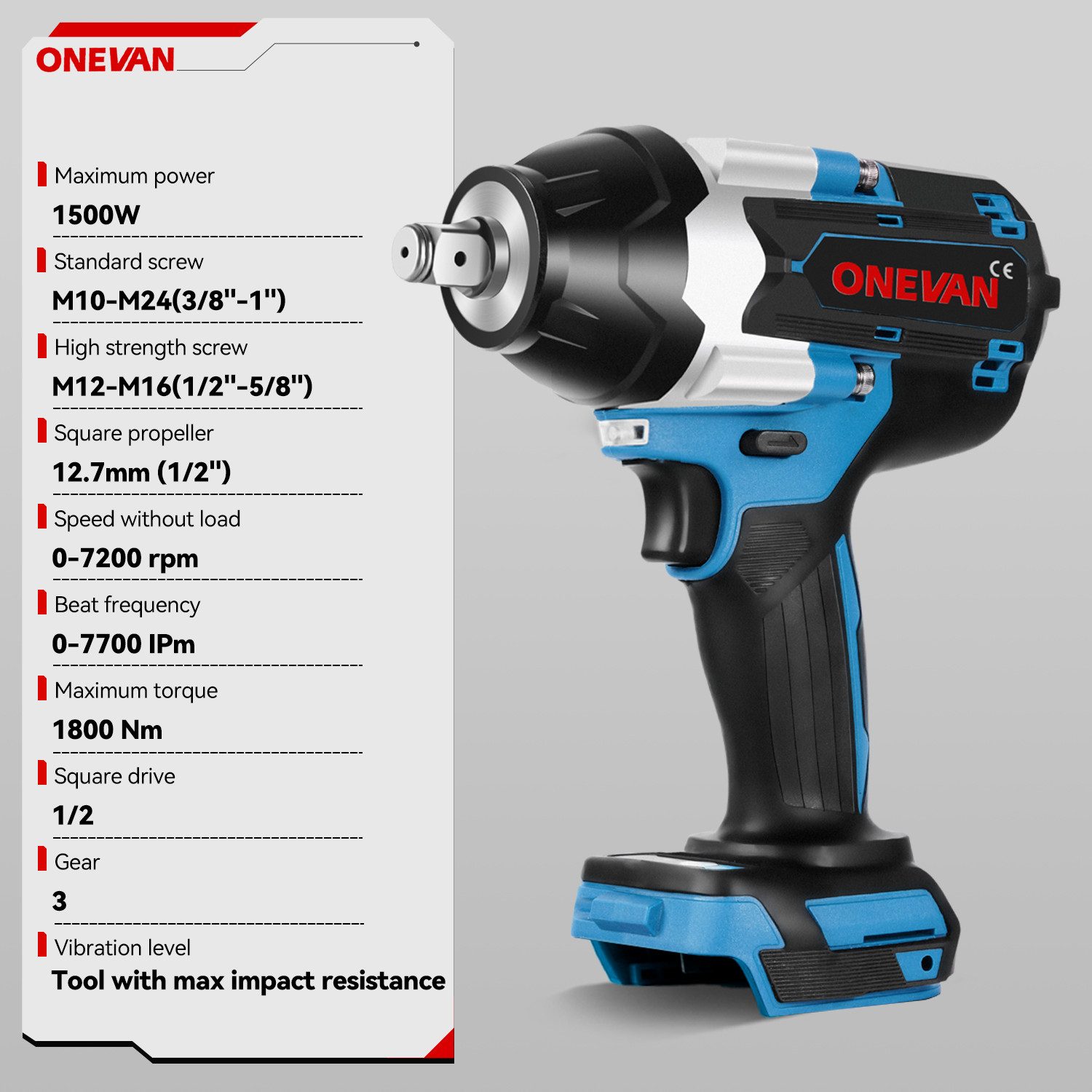 ONEVAN Akku-Schlagschrauber 1800 Nm Drehmoment 1/2  Zoll günstig online kaufen