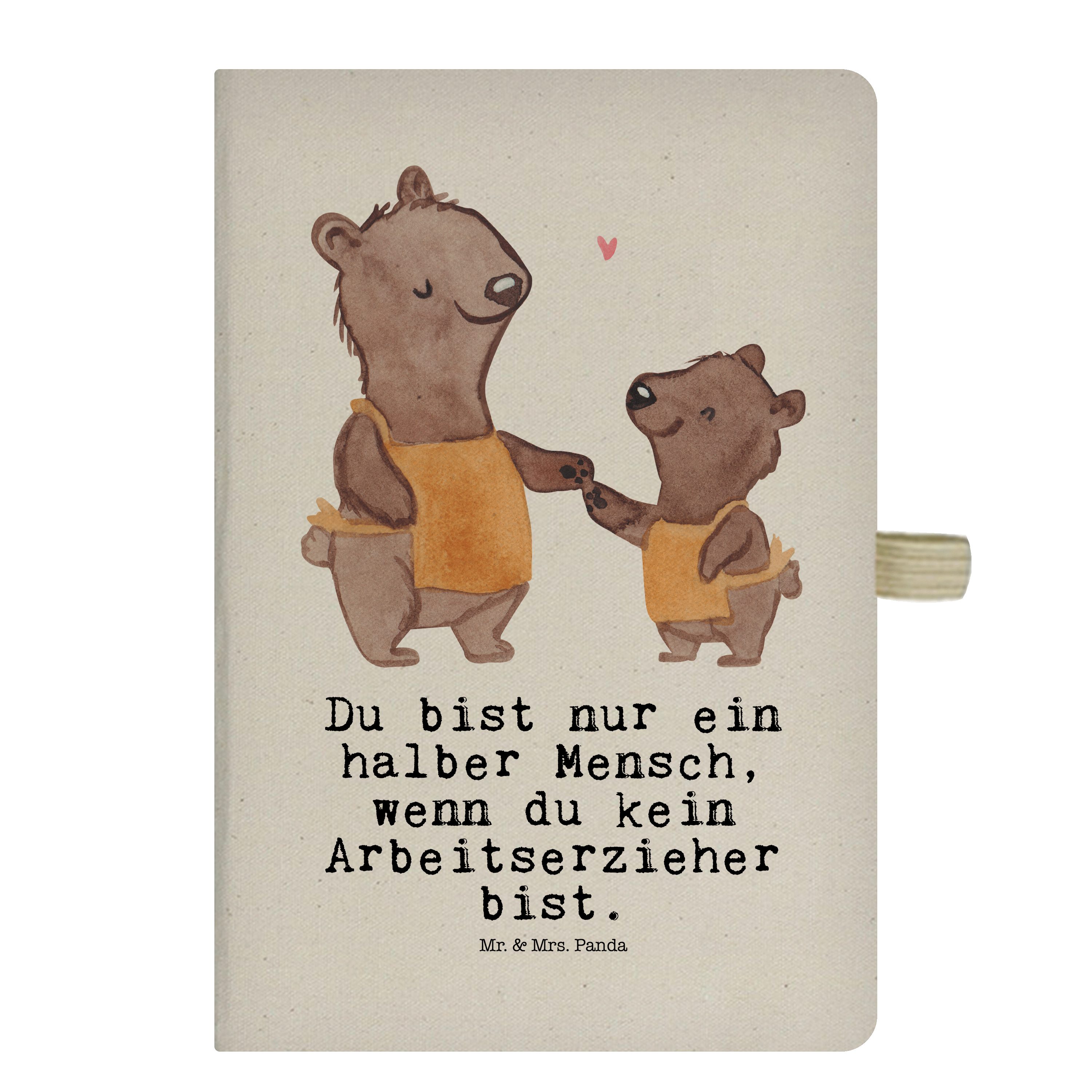 Mr. & Mrs. Panda Notizbuch Arbeitserzieher mit Herz - Transparent - Geschenk, Adressbuch, Notize Mr. & Mrs. Panda