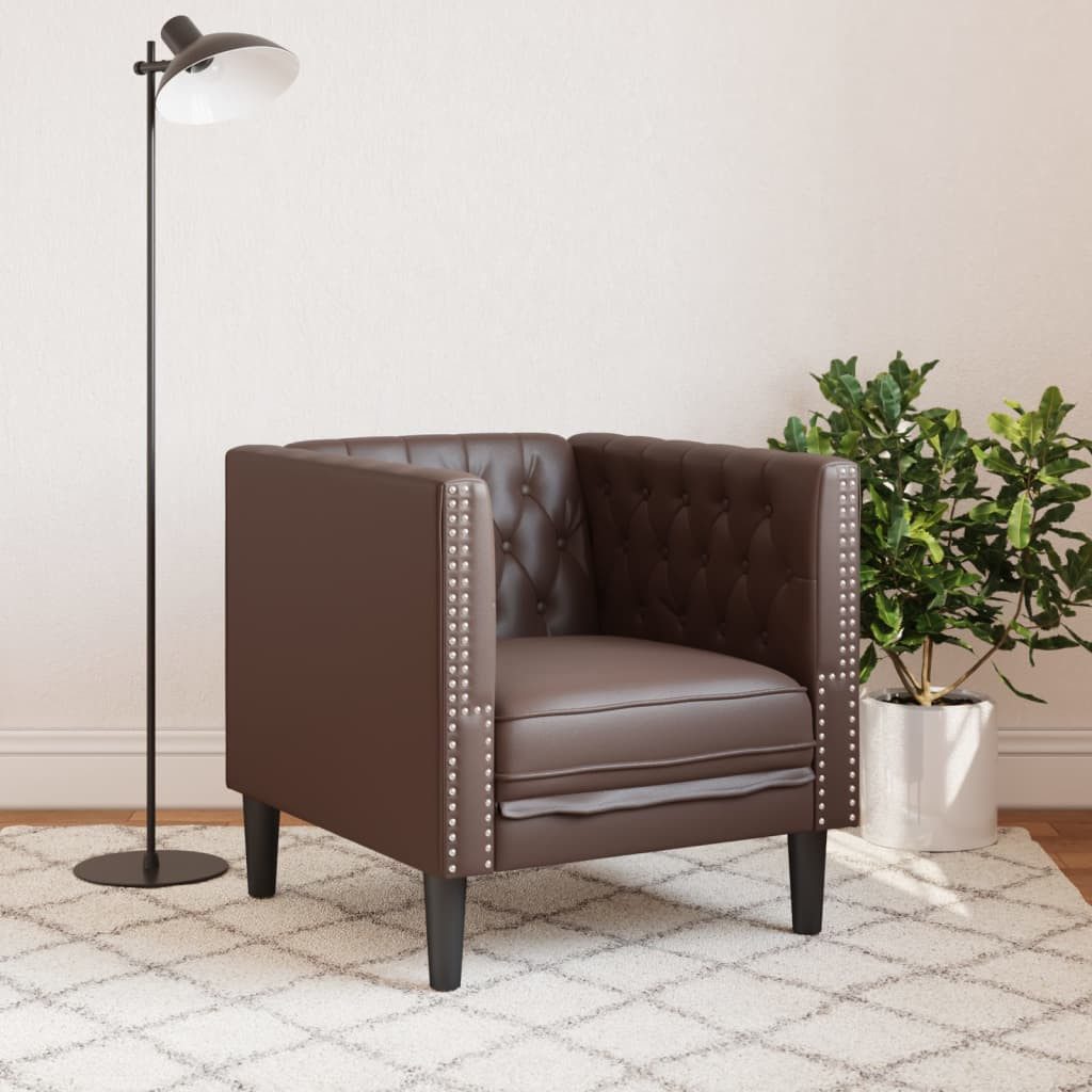 vidaXL Sofa Chesterfield-Sessel Braun Kunstleder günstig online kaufen