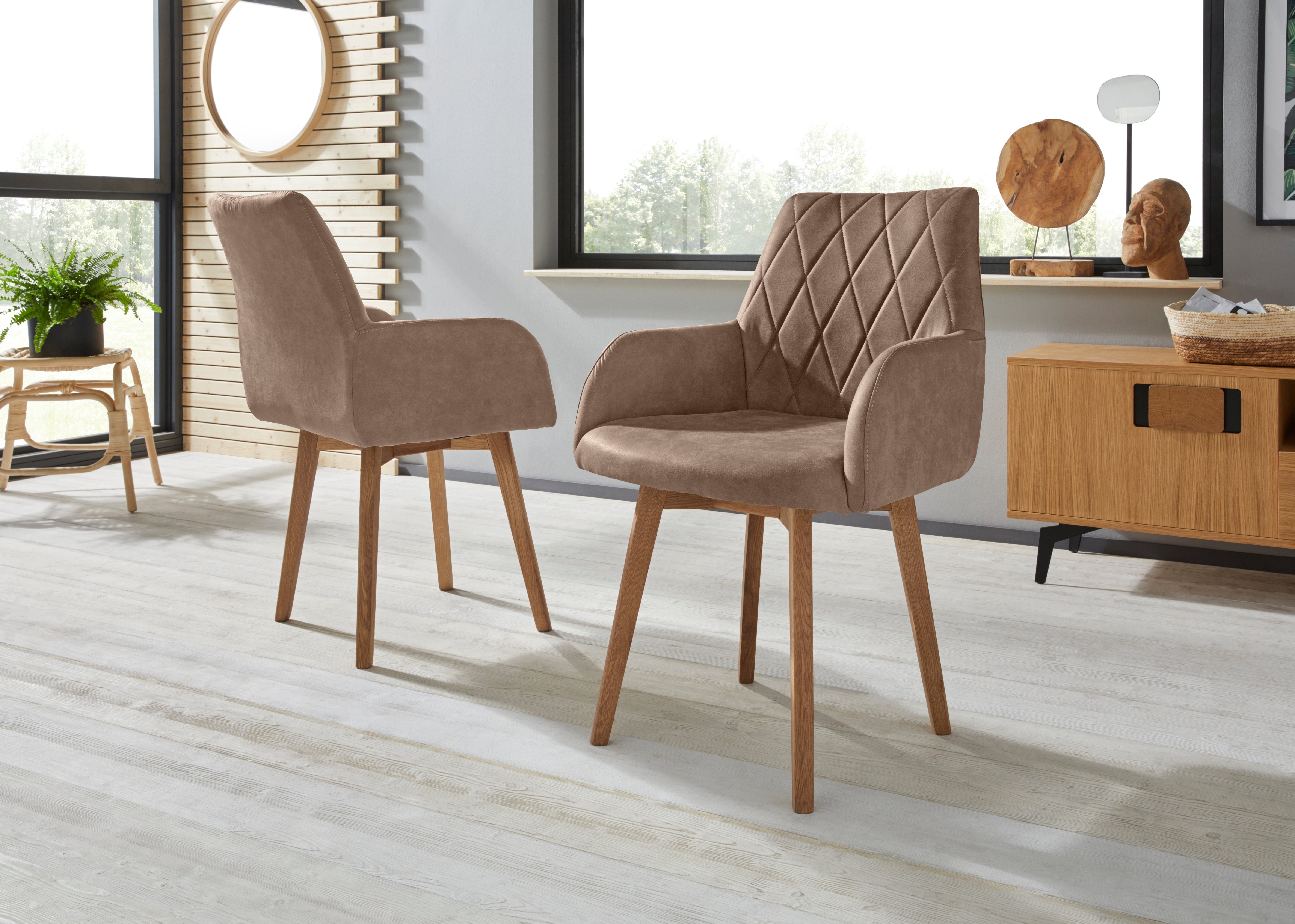 Home affaire Esszimmerstuhl Brest (Set, 2 St), Armlehnstuhl in Leder oder M günstig online kaufen