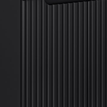 Lomadox Badkommode NEWPORT-56-BLACK, 20 cm Badezimmerschrank 40 cm tief Badschrank schwarz gerillt Eiche