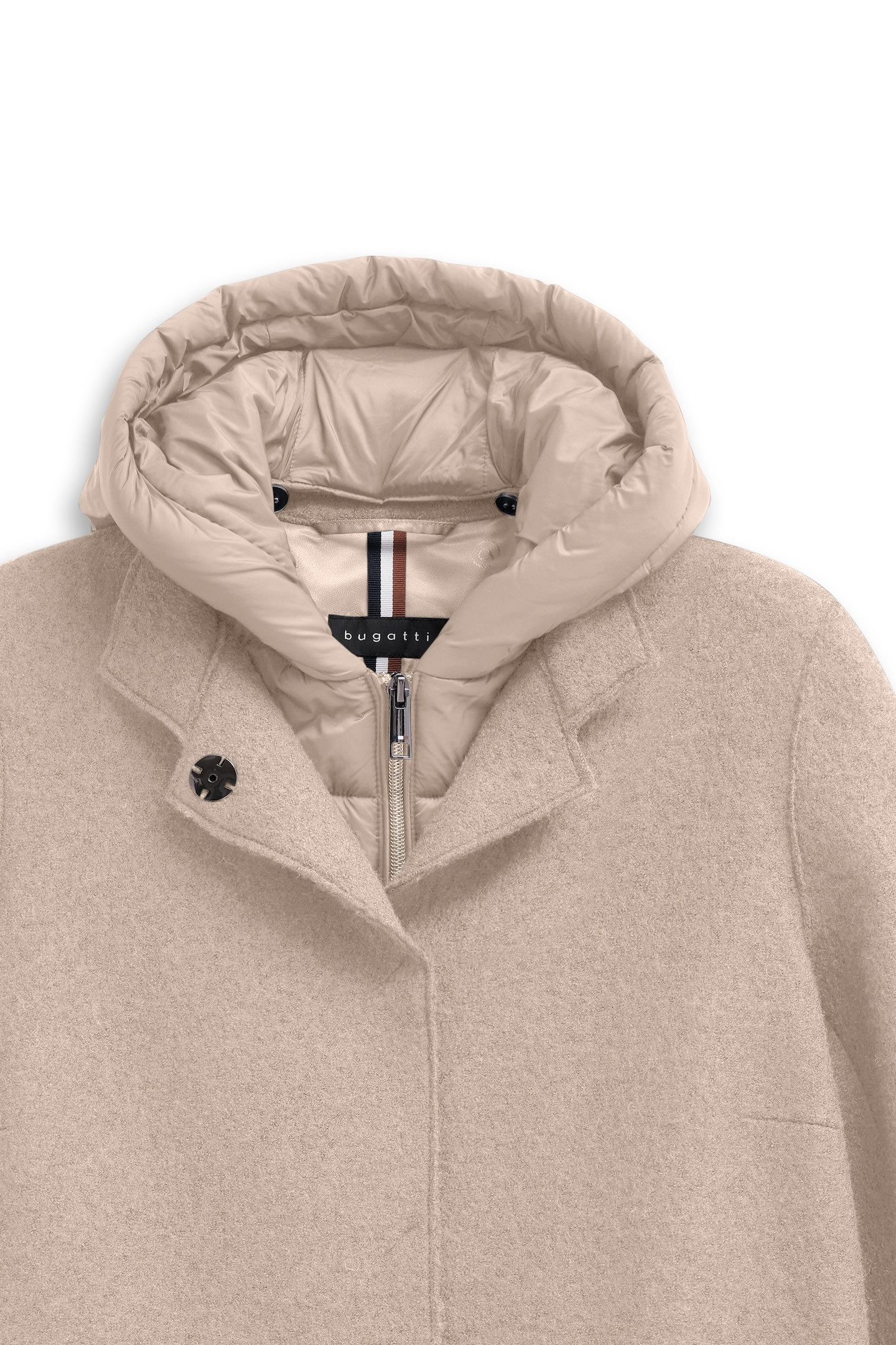 bugatti Wollmantel Modern Fit mit Kapuze & herausnehmbarer Weste