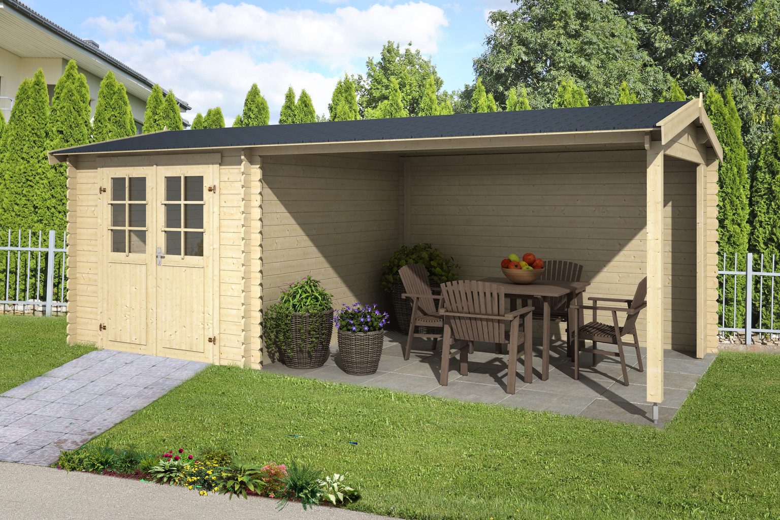 LASITA MAJA Gartenhaus Lasita Maja Gartenhaus Ivana, 28 mm, 590 x 313 x 228 cm, Natur