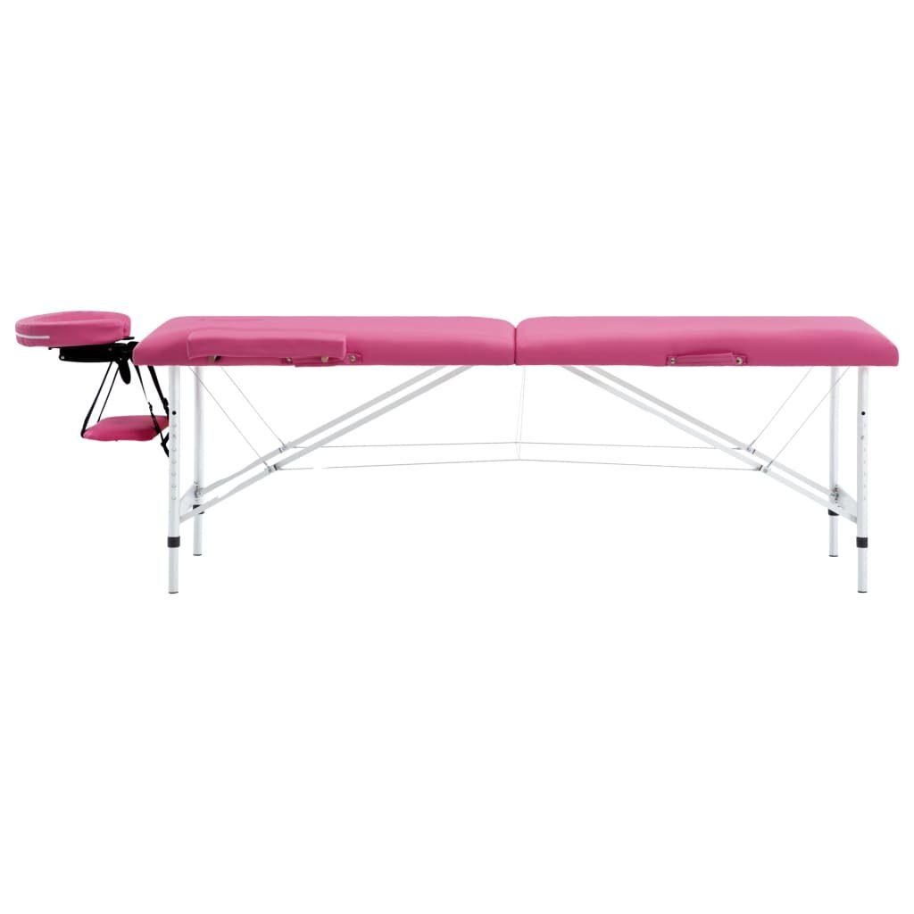 vidaXL Massageliege Massagetisch Klappbar 2 Zonen Aluminium Rosa