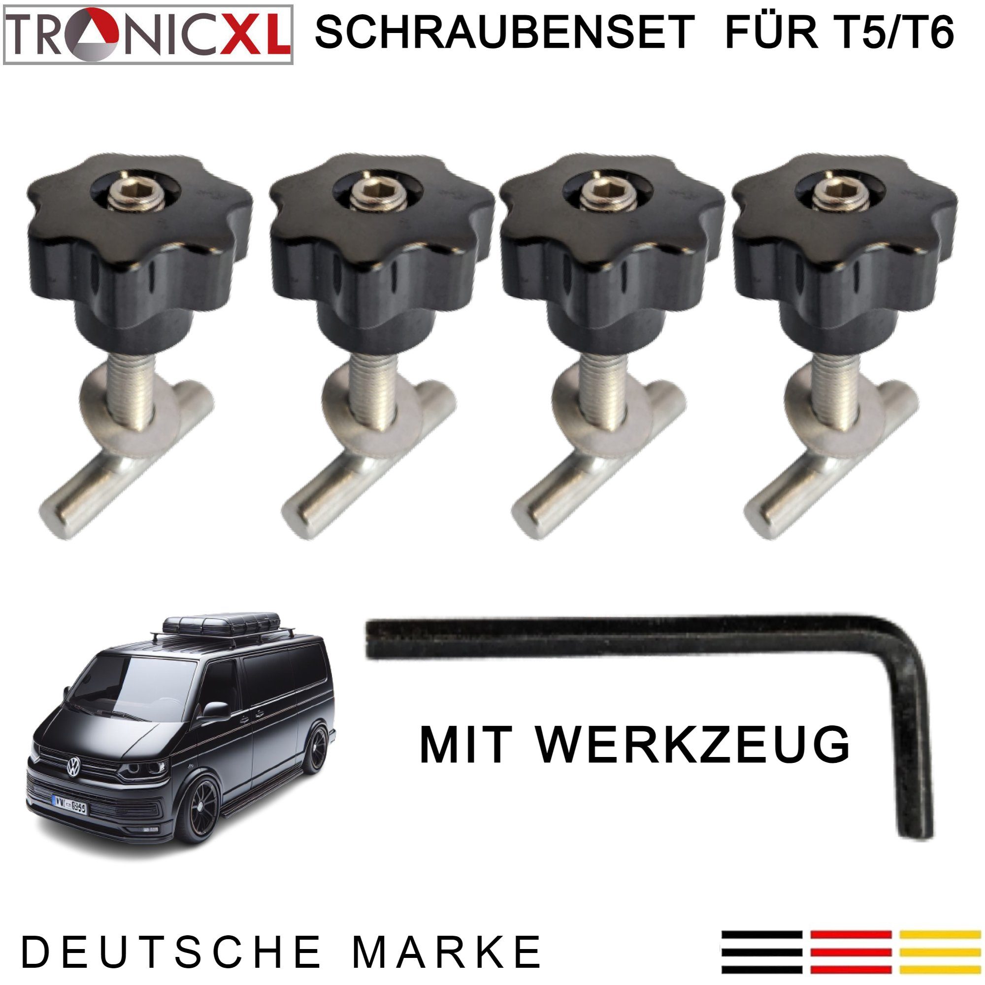 TronicXL Ladekantenschutz Befestigungsschrauben für VW BUS T5 T6 Zubehör Multiflexboard Bulli, Zubehör für VW T5, VW T6, Edelstahl