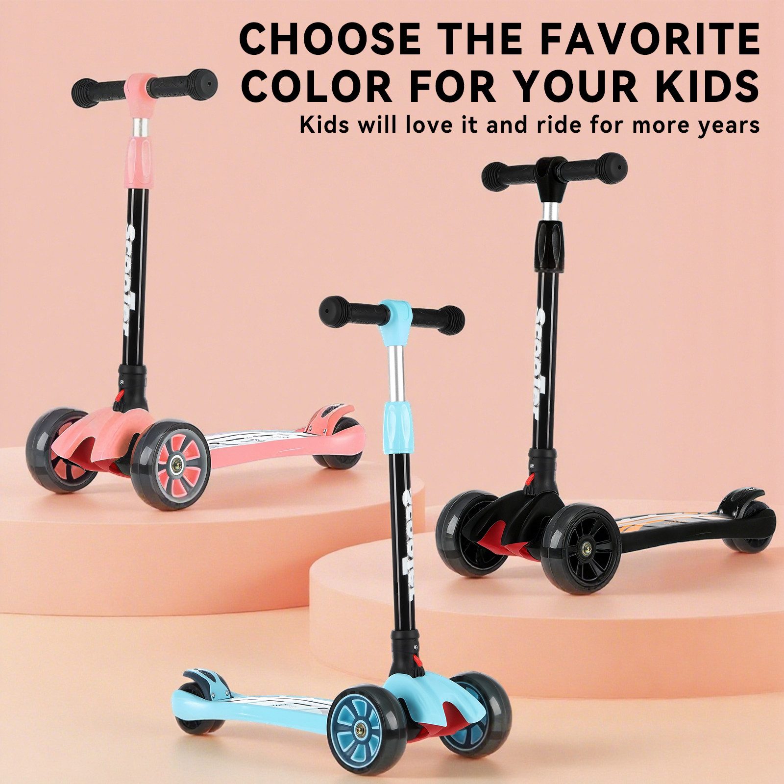 oyajia Cityroller Scooter Roller Kinder Kinderroller Dreiradscooter ab 3 jahre faltbar, (Faltbar Tret-Roller höhenverstellbarer Cityroller), Kinderscooter mit ABEC-9 Kugellager, Belastbar bis zu 100 Kg