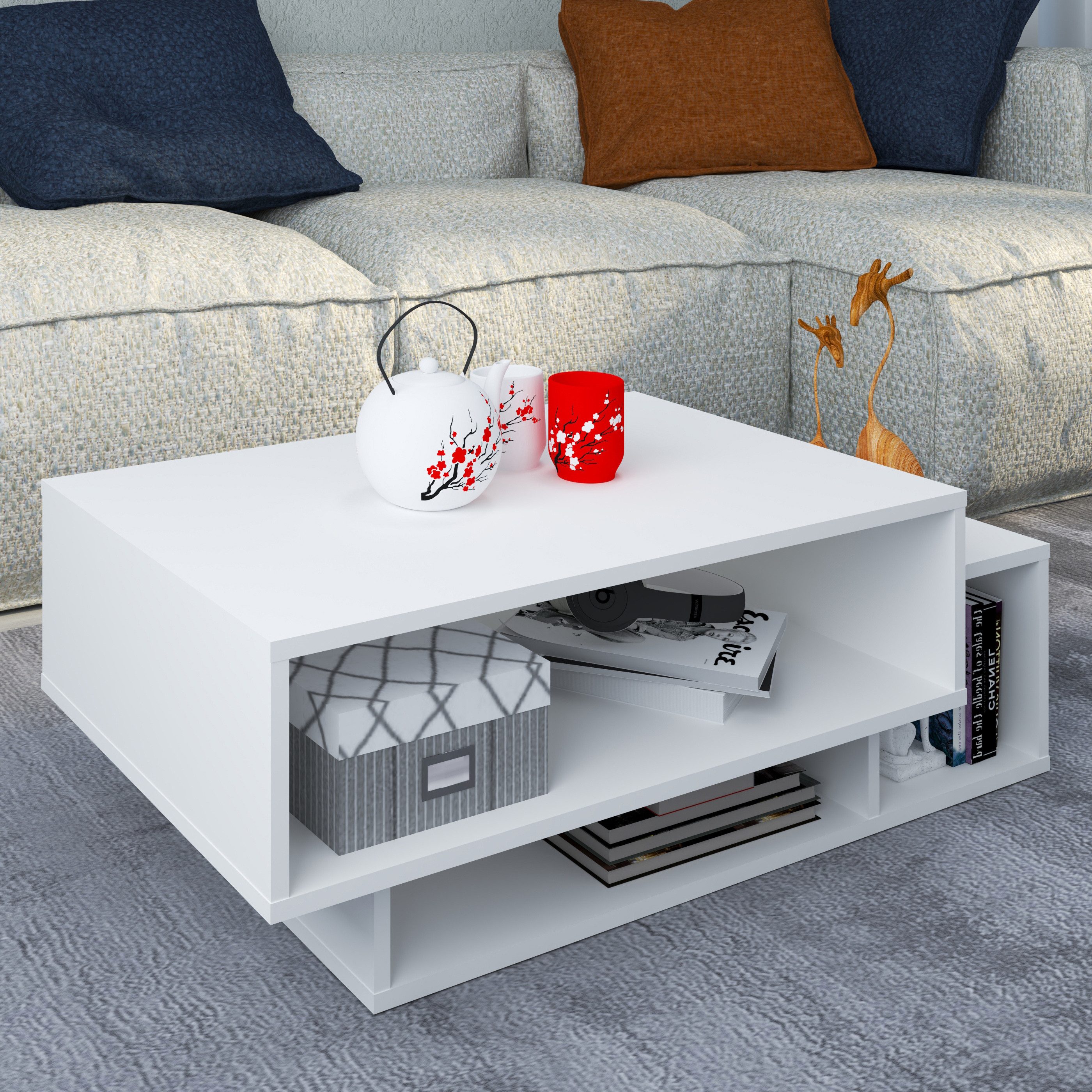 VCM Couchtisch Holz Sofatisch Couchtisch Wohnzimmertisch Runila, Pflegeleicht